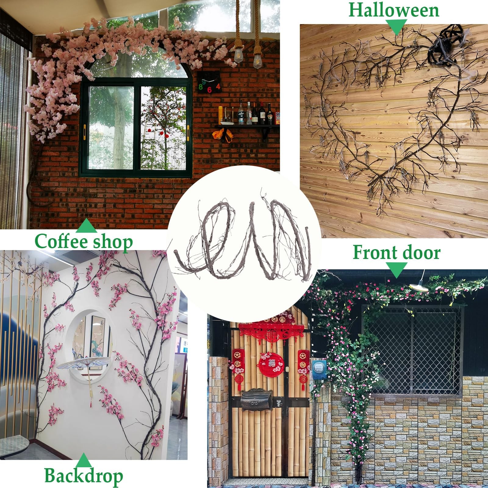 118″Brown S Bendable Grapevines Garland Faux Tree Branch Wall Hanging Decor