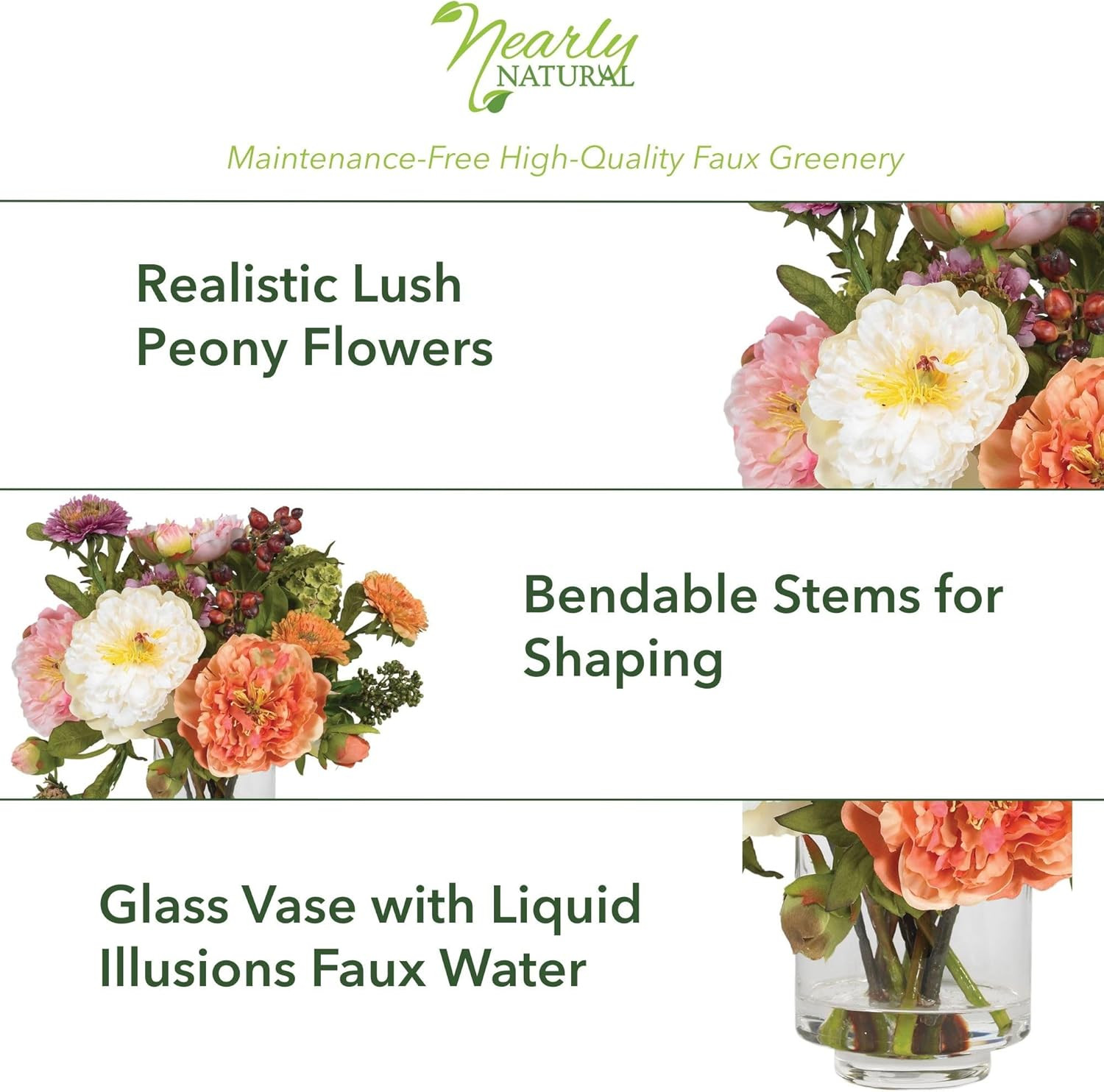Vibrant Mini Artificial Peony Floral Arrangement for Home Decor – Assorted Color