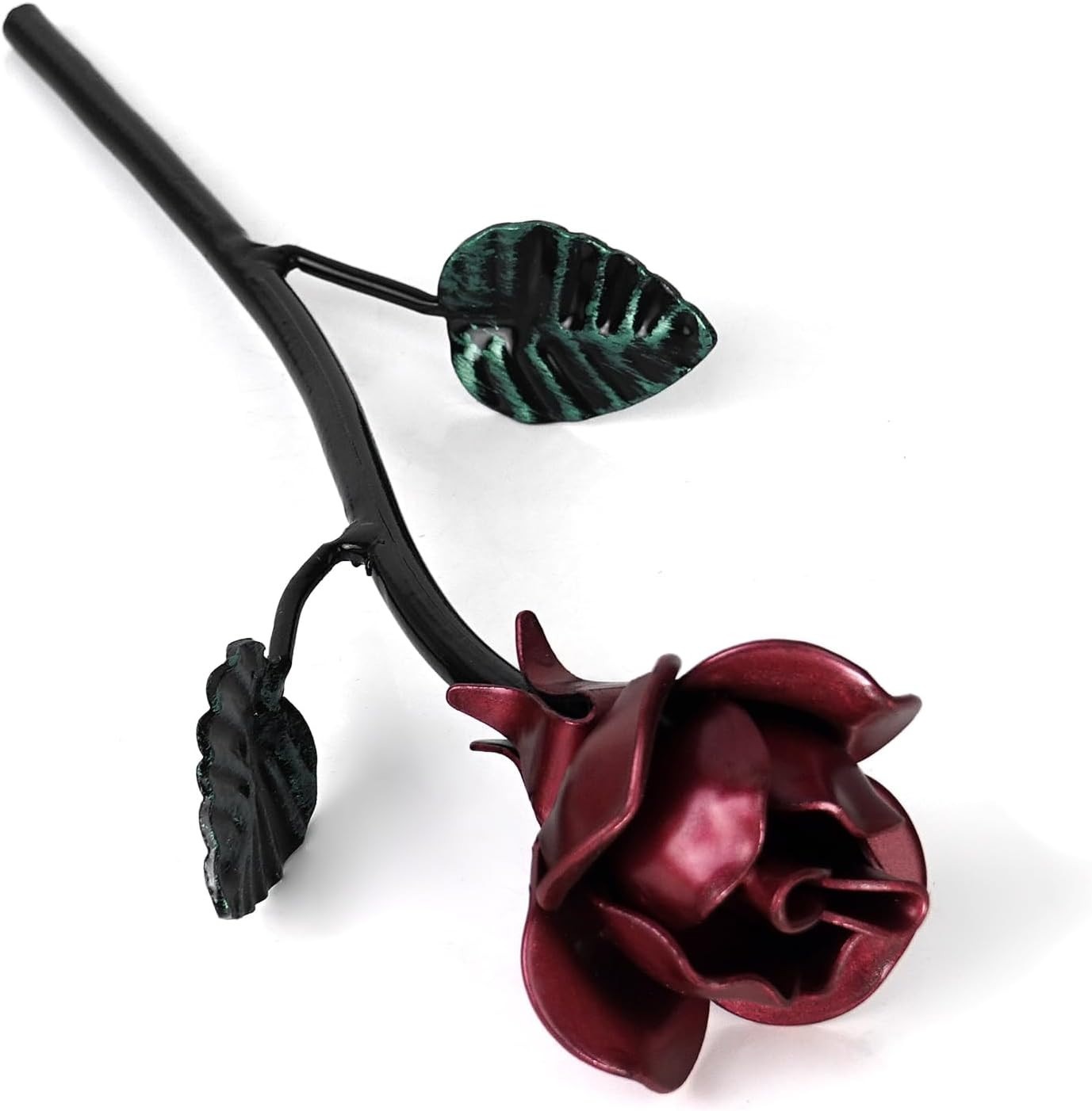 Dreamseden 12 Inch Metal Rose with Stand, Forever Rose Iron Flower Sculpture, Ha