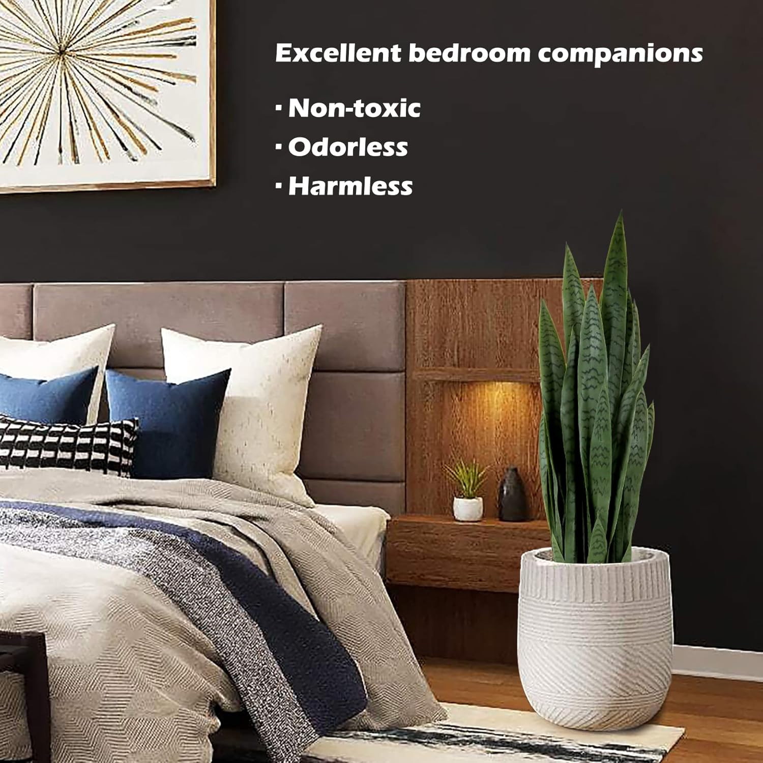 Worth Garden 3Ft Artificial Snake Plant Fake Sansevieria Indoor Outdoor, 28 Thic