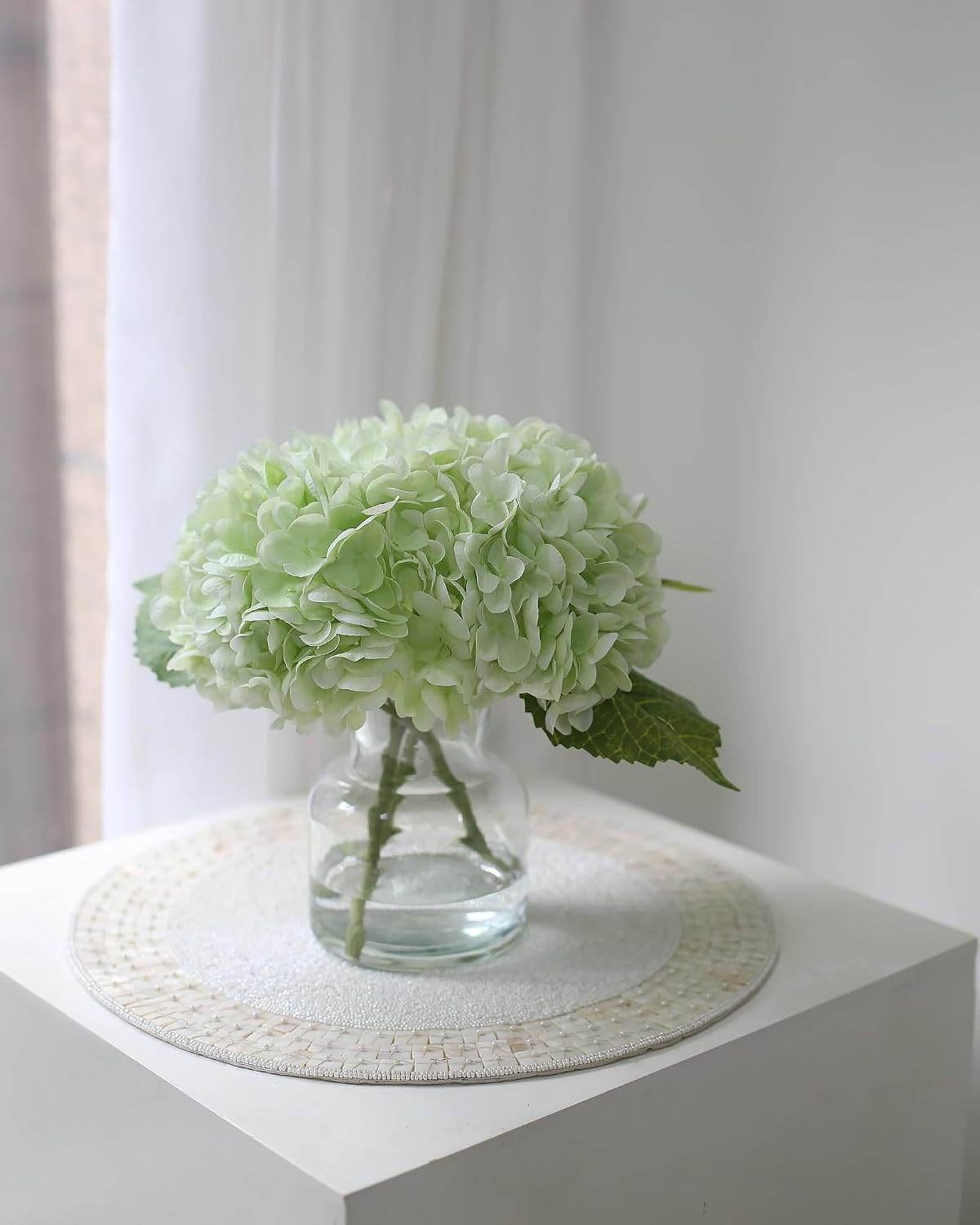 CHASMILE Real Touch Artificial Flowers Hydrangea in Vase for Home Decoration,Art