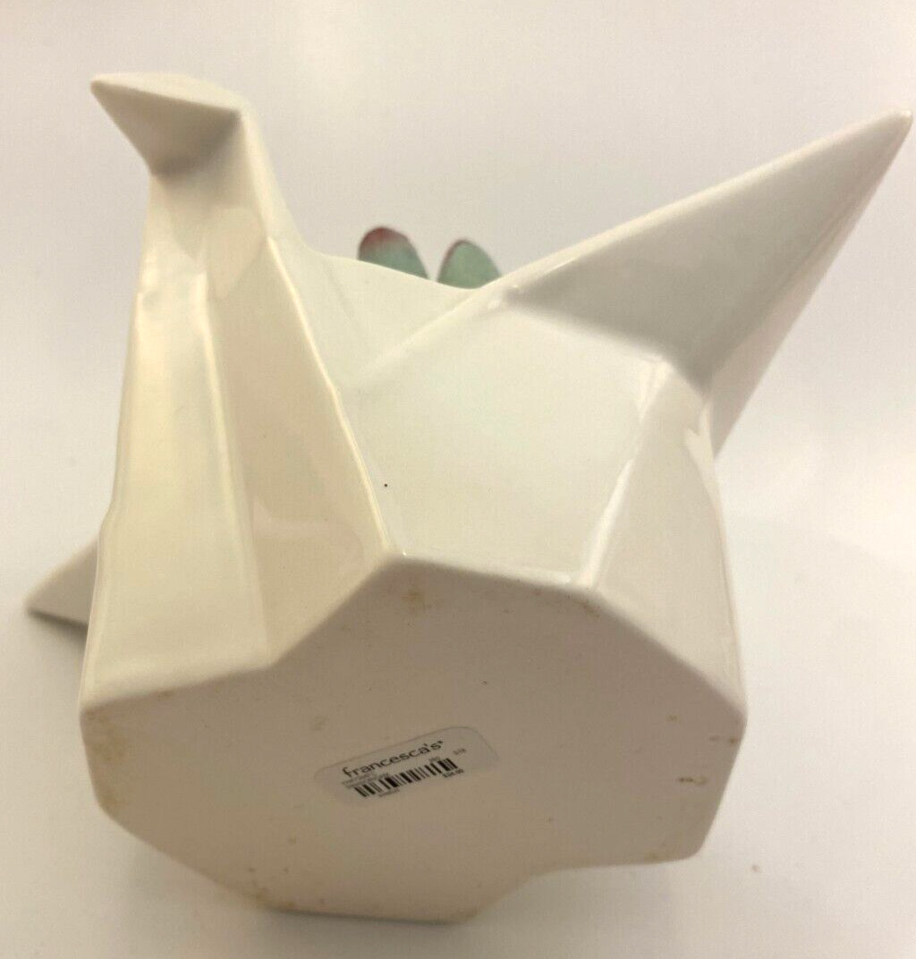 Origami Swan Faux Succulent White Ceramic Francesca’s 7.5″