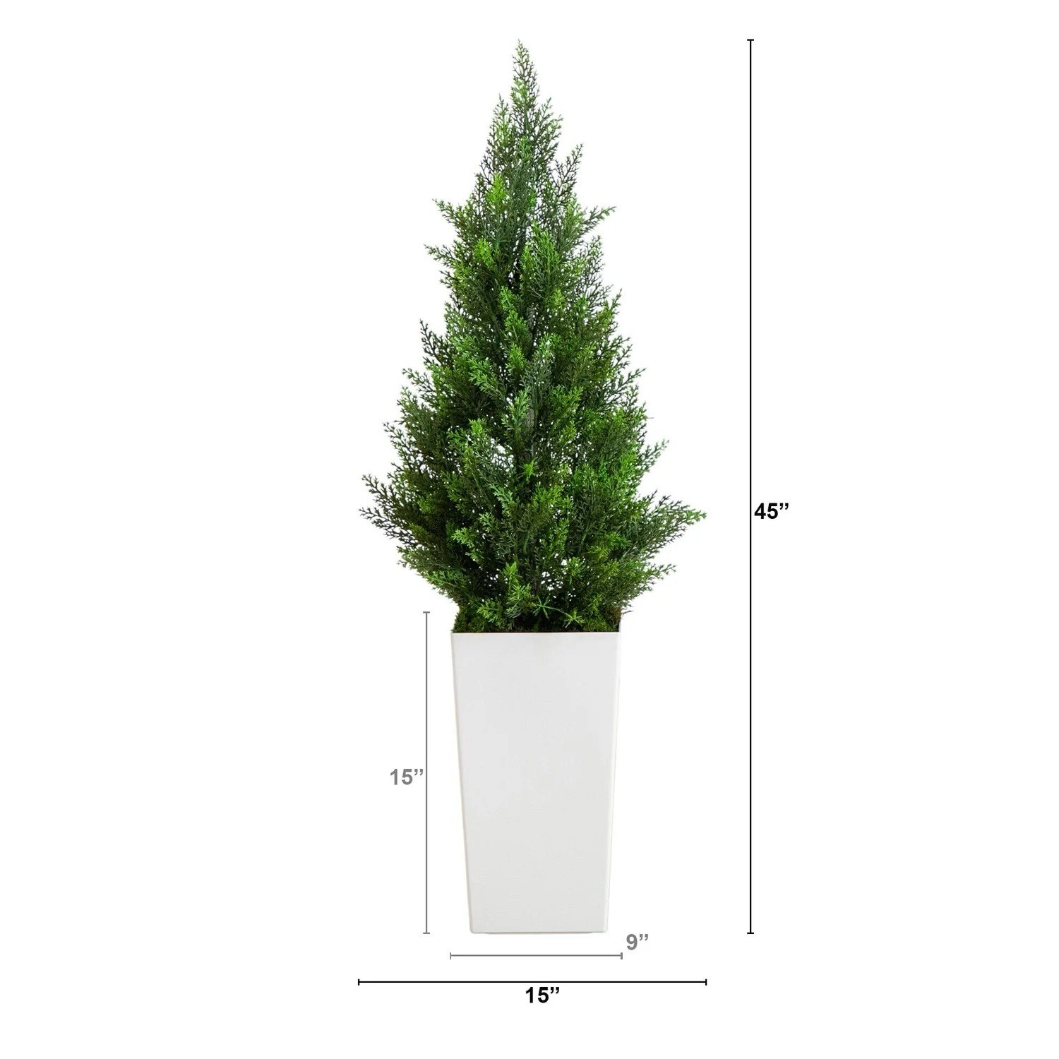 45″ UV Resistant Artificial Cedar Tree in White Planter Indoor/Outdoor