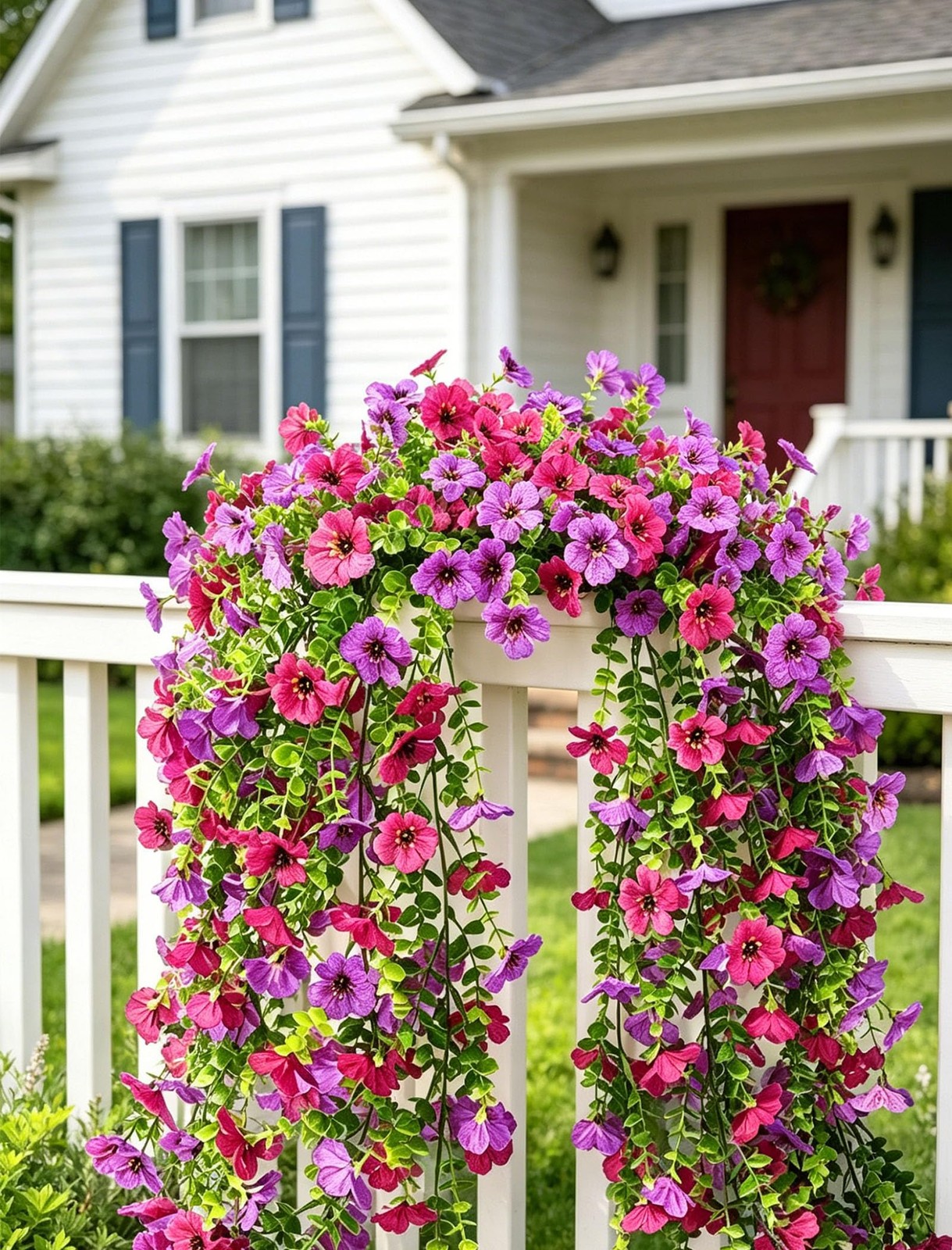 2 Packs Artificial Flowers for Outdoor Violet Eucalyptus UV Resistant Faux Silk