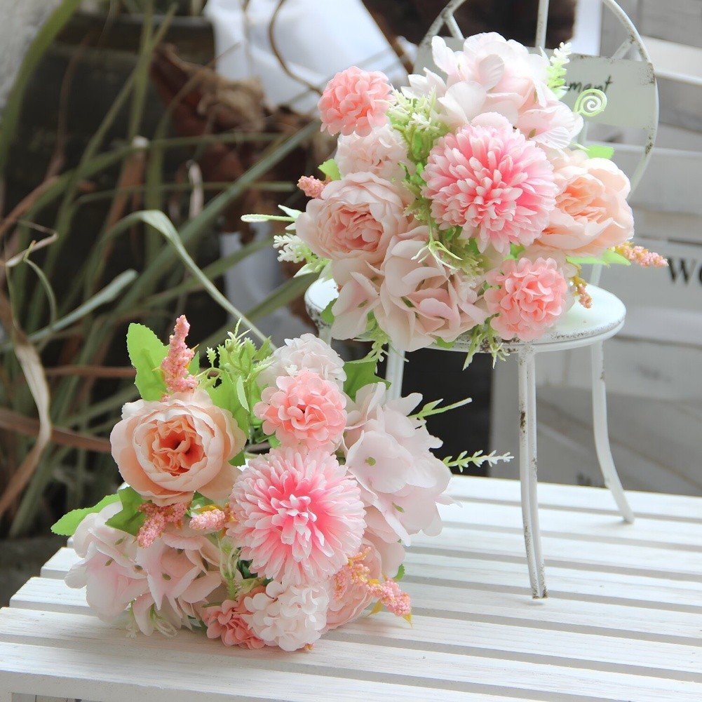 Nordic Style Artificial Silk Flower Bouquet for Wedding Home Decoration