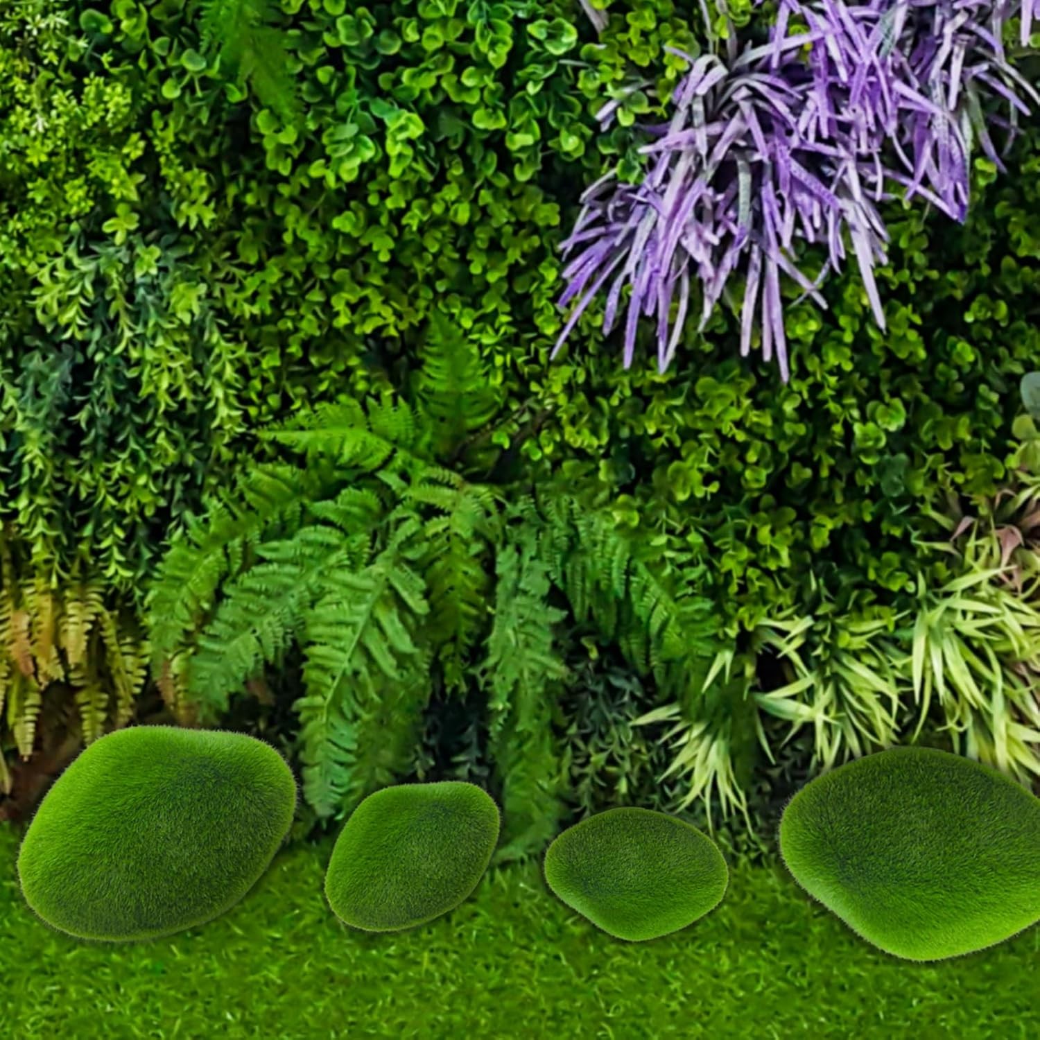 Green Moss Decor 30 Pcs, Artificial Moss Rocks Decorative, 3 Sizes Moss Balls