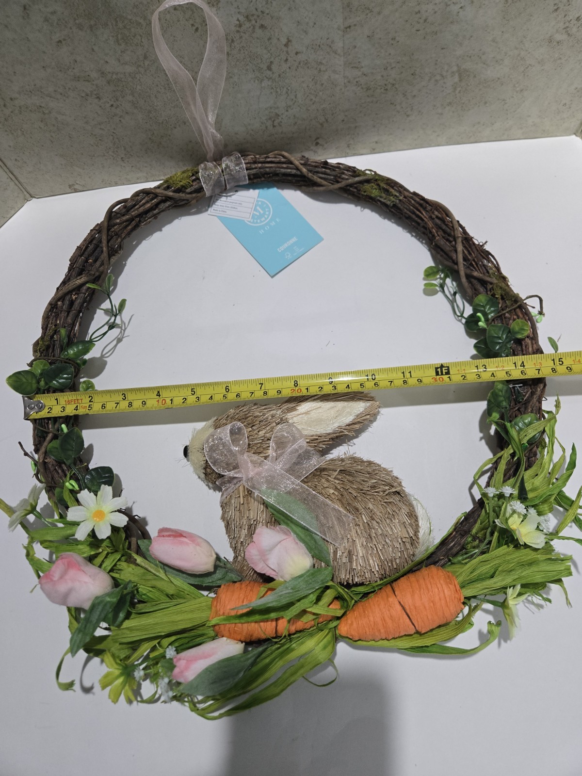 MARTHA STEWART Easter Bunny WREATH SPRING FLOWERS 16 INCHES NWT
