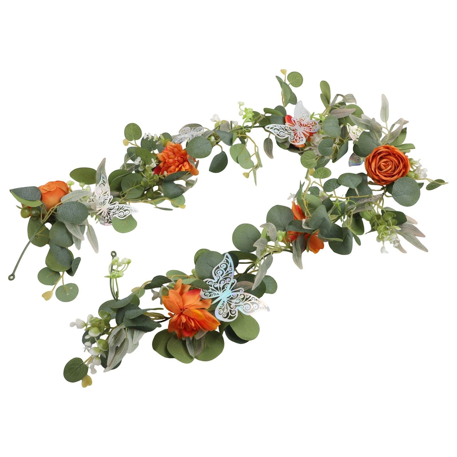 180cm Artificial Flower Garland with Decorative Butterflies for Events