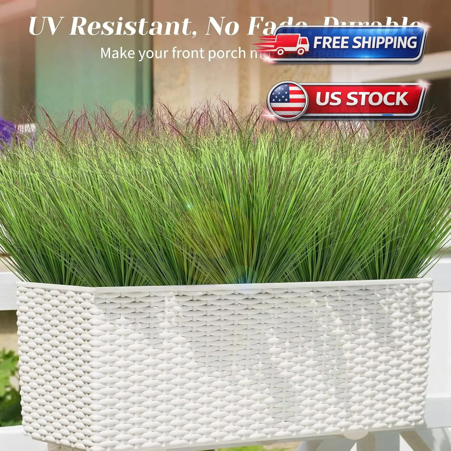 10 Bundles Artificial Onion Grass Plants Outdoor 20 Inch Fake Shrubs Artificial