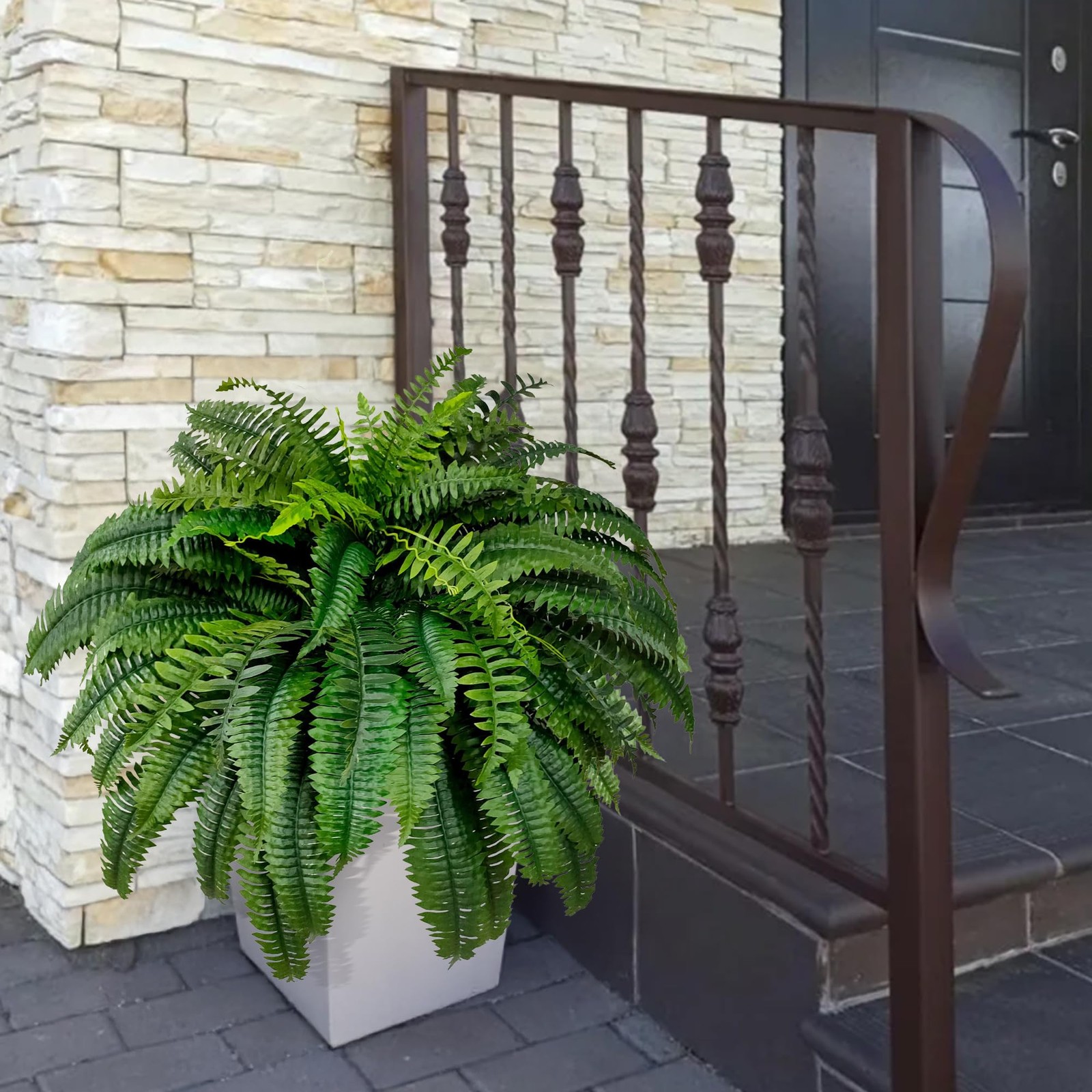 WKTRSM 2 PCS Fake Ferns Artificial for Outdoors Large 48 inch 88 Branches – F…
