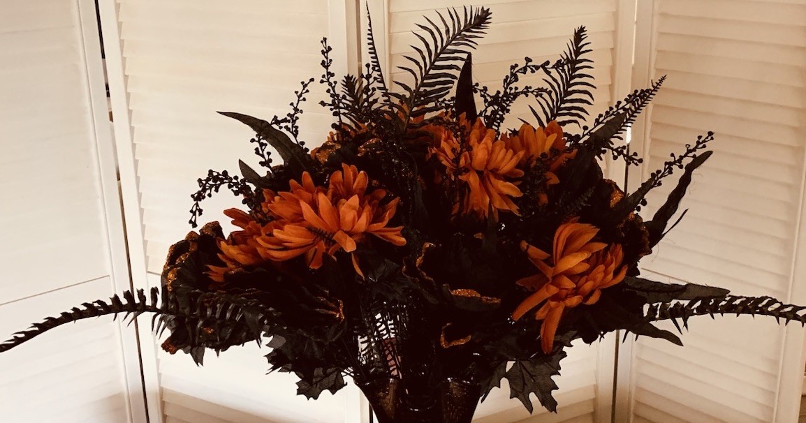 3 Pc. Halloween Artifical Flowers Stem Branches Bouquet Orange and Black