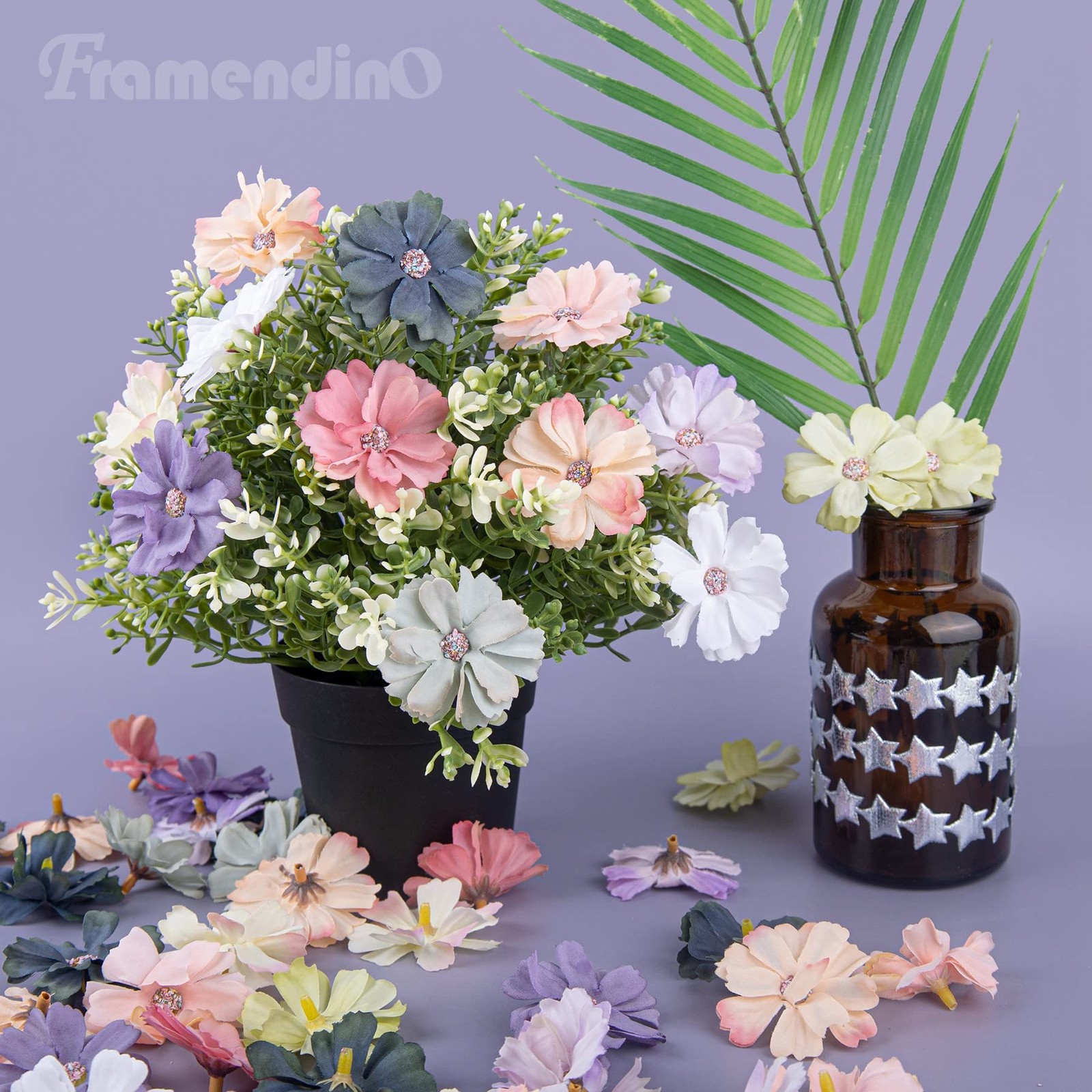 60 Pack Colorful Faux Silk Daisy Peony Flower Heads For Wedding Home Decor