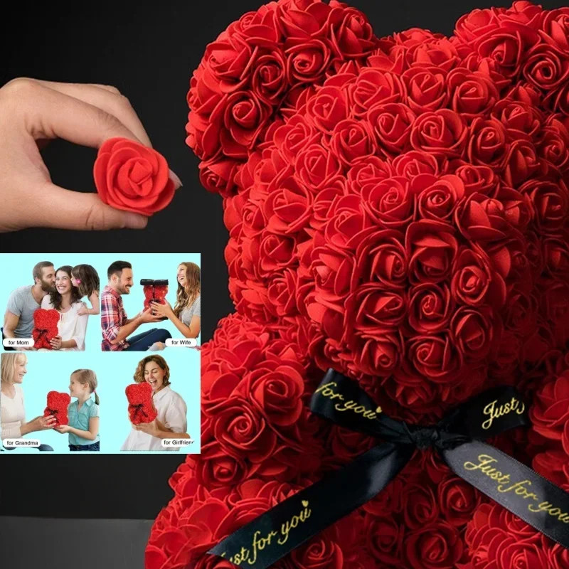 2026 Eternal Rose Teddy Bear Artificial Flower Gift Decor