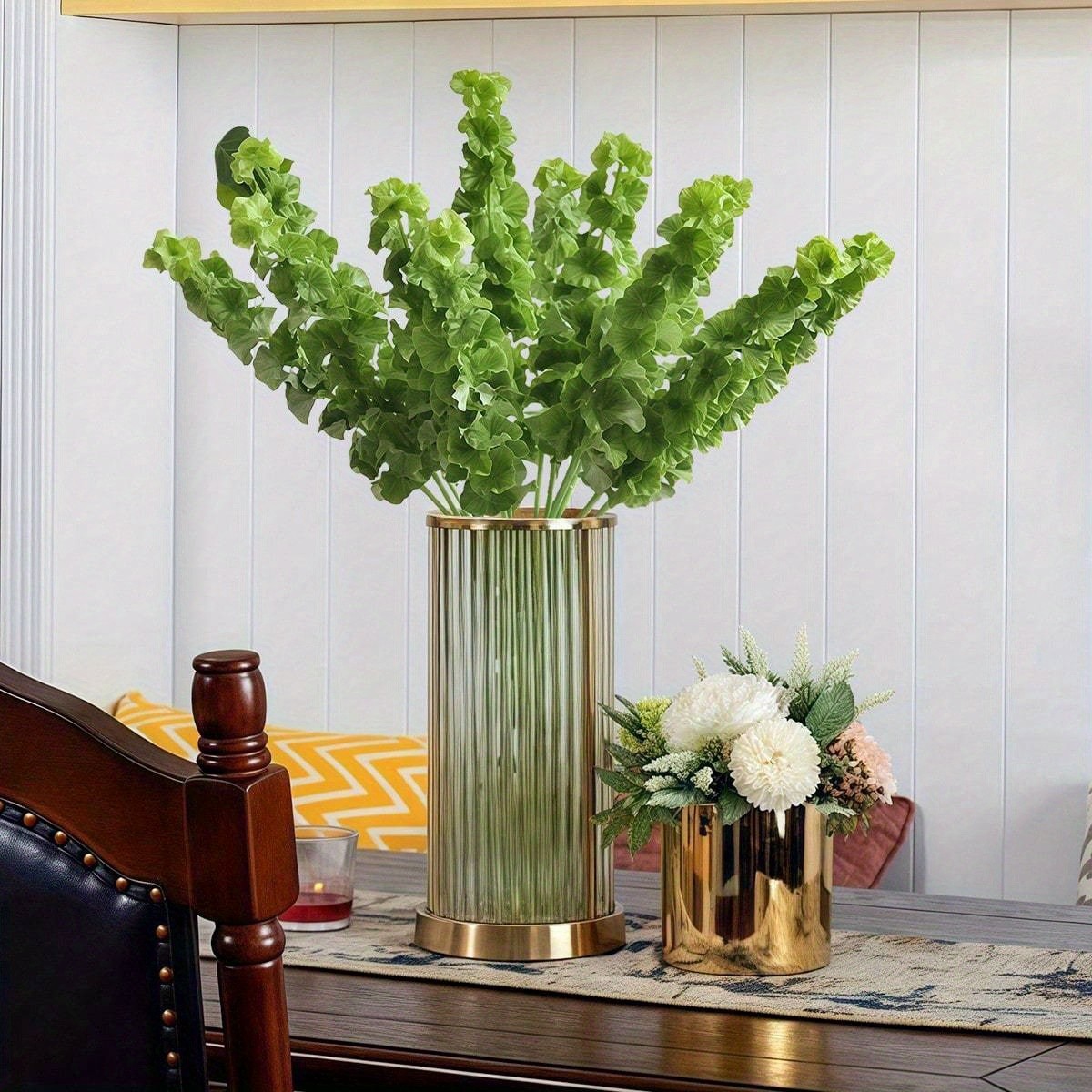 4Pcs Fake Shell Leaf Flower Bell Grass Arrangement Home Office In/Outdoor Decor