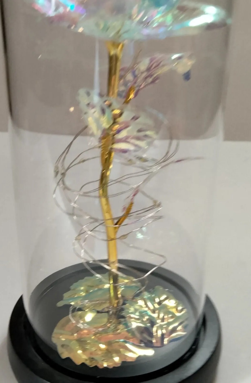 Galaxy Loves Enchanted Rose In Glass With LED Lights 9″Tall 4″Base Great Gift