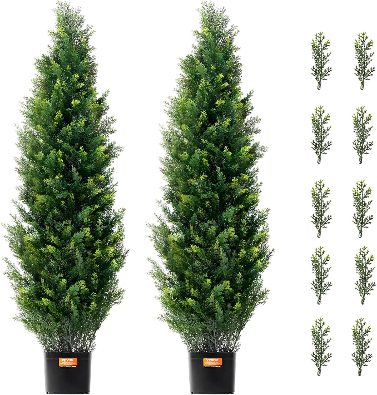 Artificial Topiary Cedar Tree, 48 Inch Tall (2 Pieces), with Extra Leaves & Pot