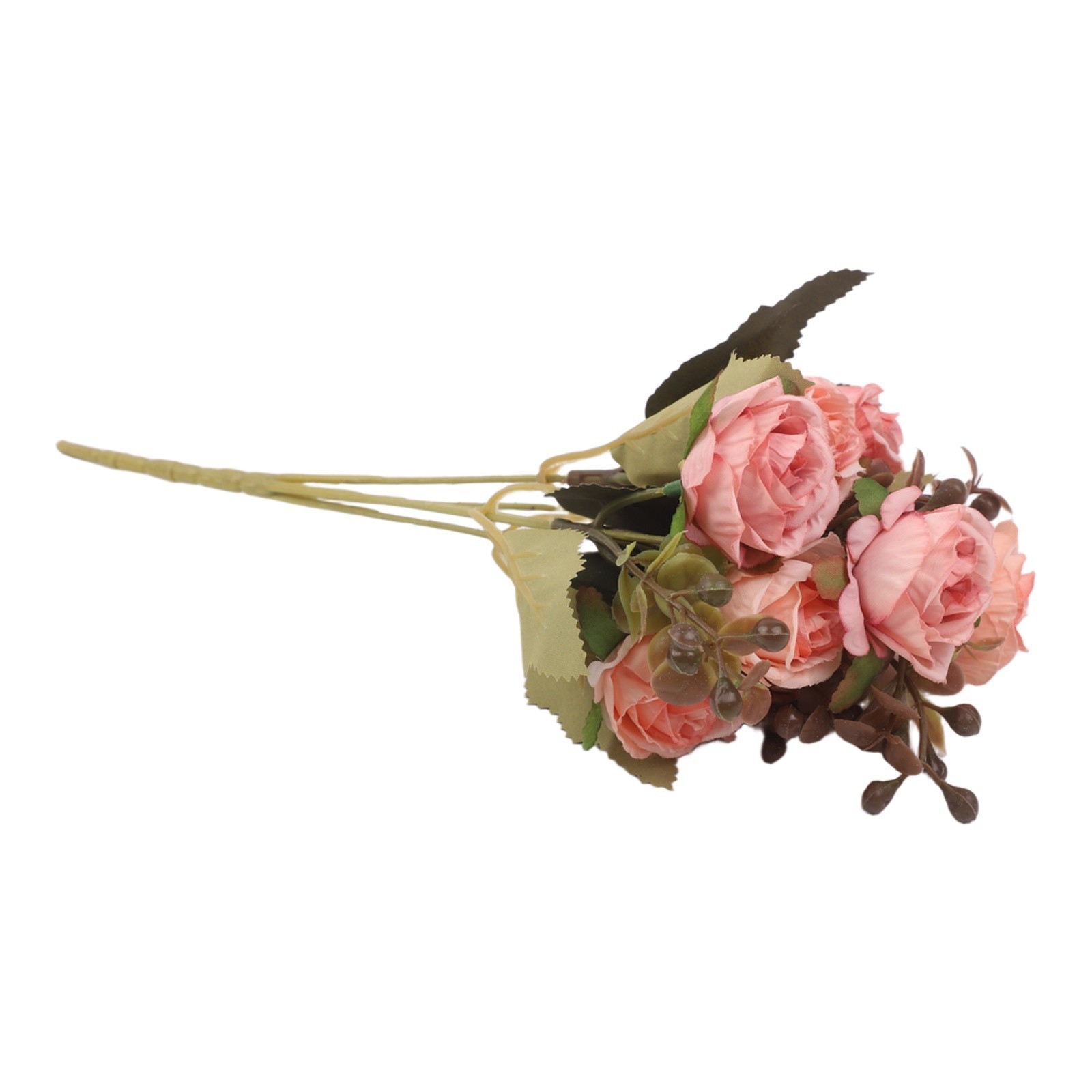 Set of 2 Artificial Roses in Vase for Elegant Home and Office Decoration