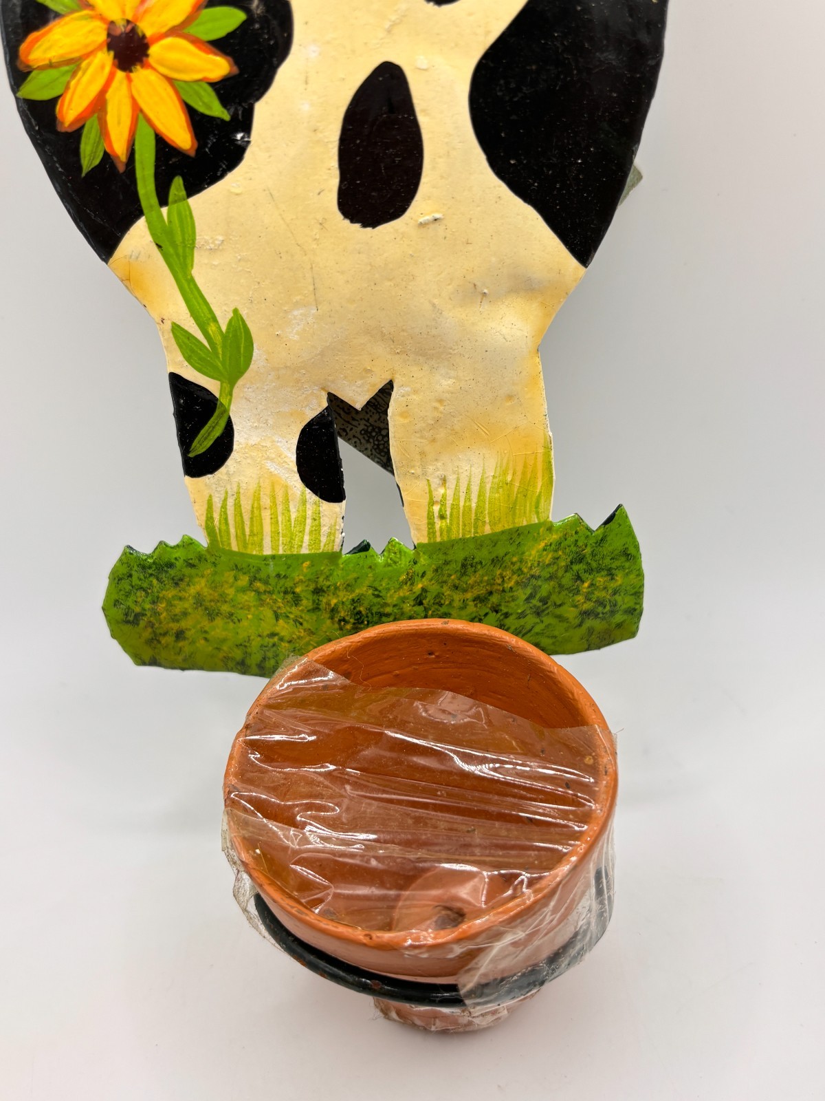 Metal VTG Cow Wall Art Plant Vase Towel Holder Countrycore Farm Country Kitchen