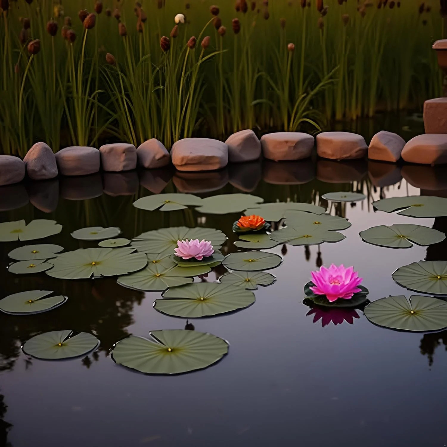 4 Pcs Artificial Water Lily Foam Lotus Flower Pond Decor for Pond Patio Garden P