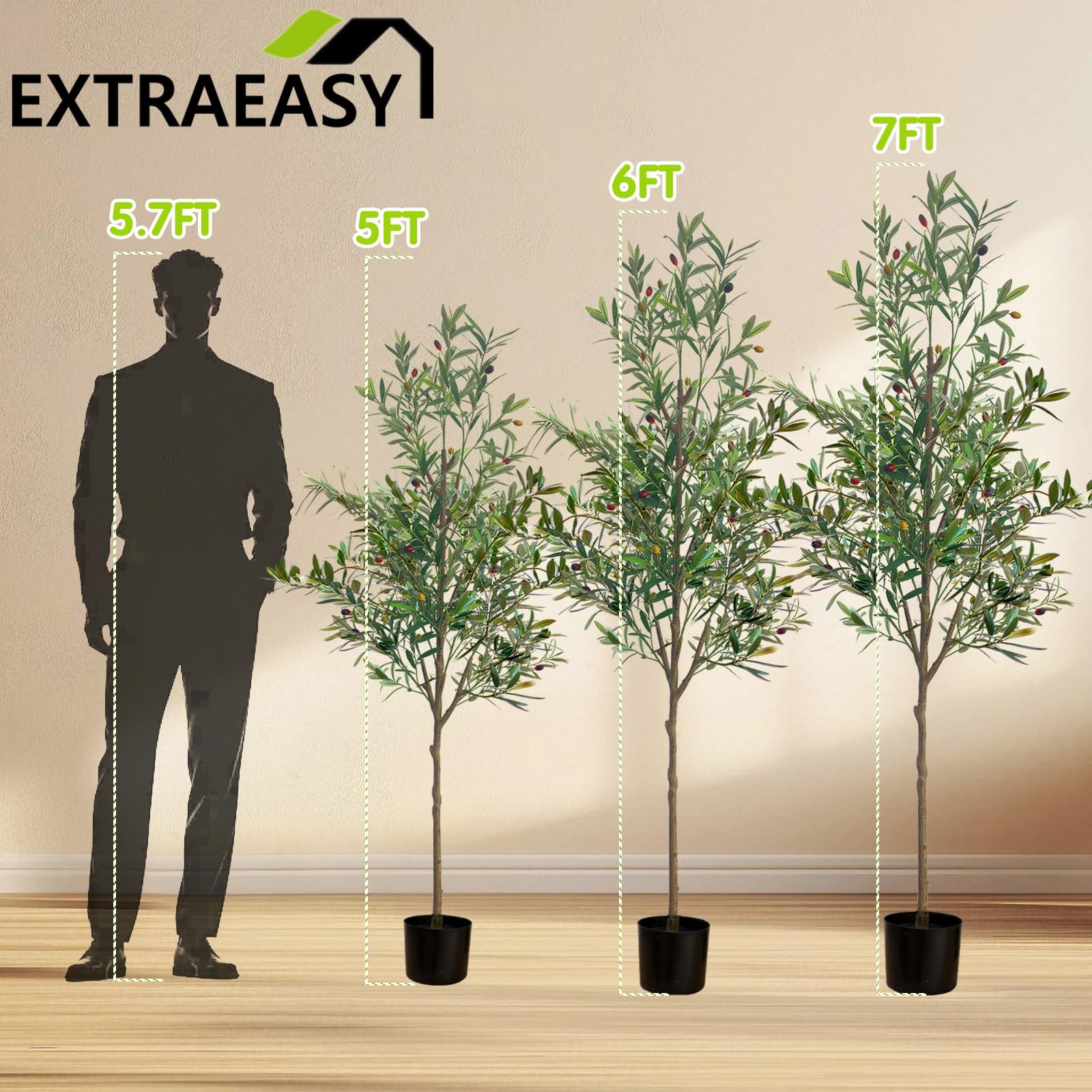 5ft Artificial Olive Tree Indoor, Realistic Fake Olive Tree with Lifelike Fru…