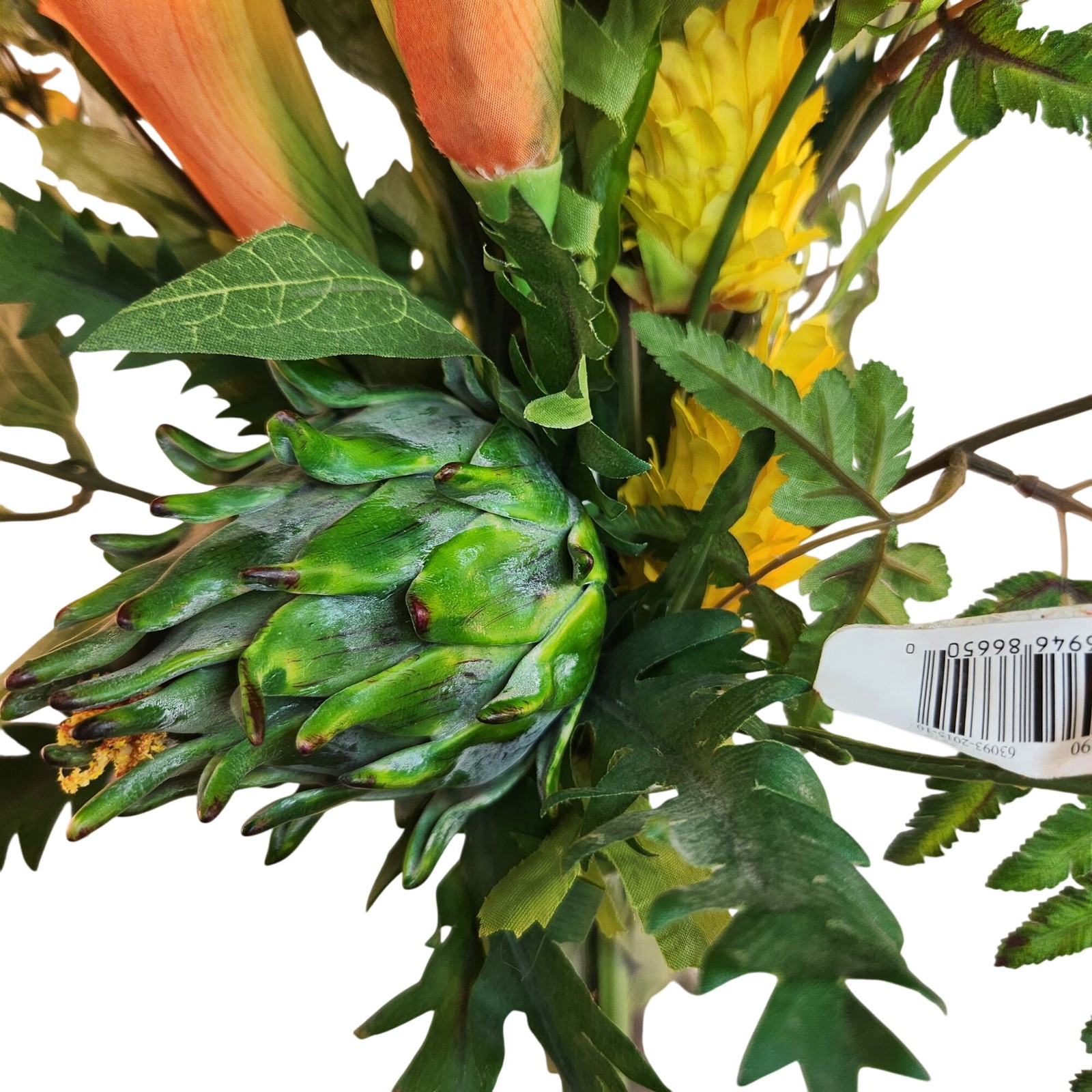 Artificial Flower Bouquet With Orange Calla Lilies, Yellow Cone Flowers Wild Mi