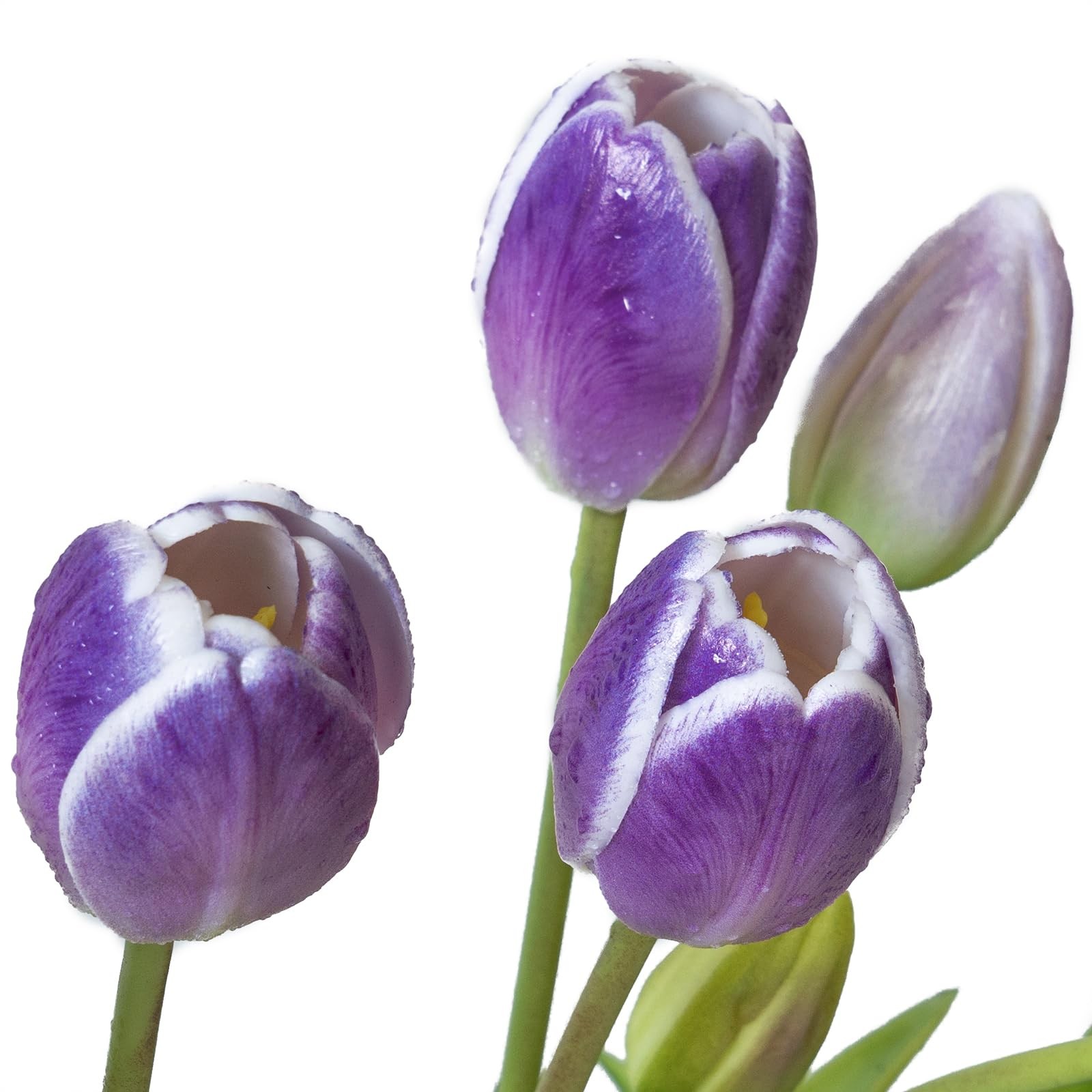 15 PCS Amethyst Artificial Tulips Real Touch Latex Bouquet Fake Flowers Decor