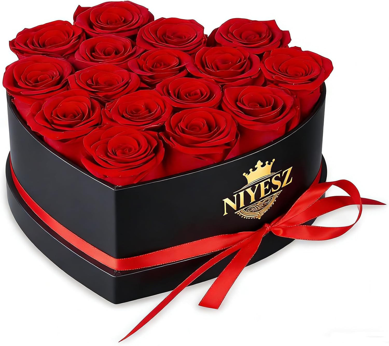 Preserved Forever Roses Heart Shaped Box 16 Real Eternal Flowers Gift | 16 Red