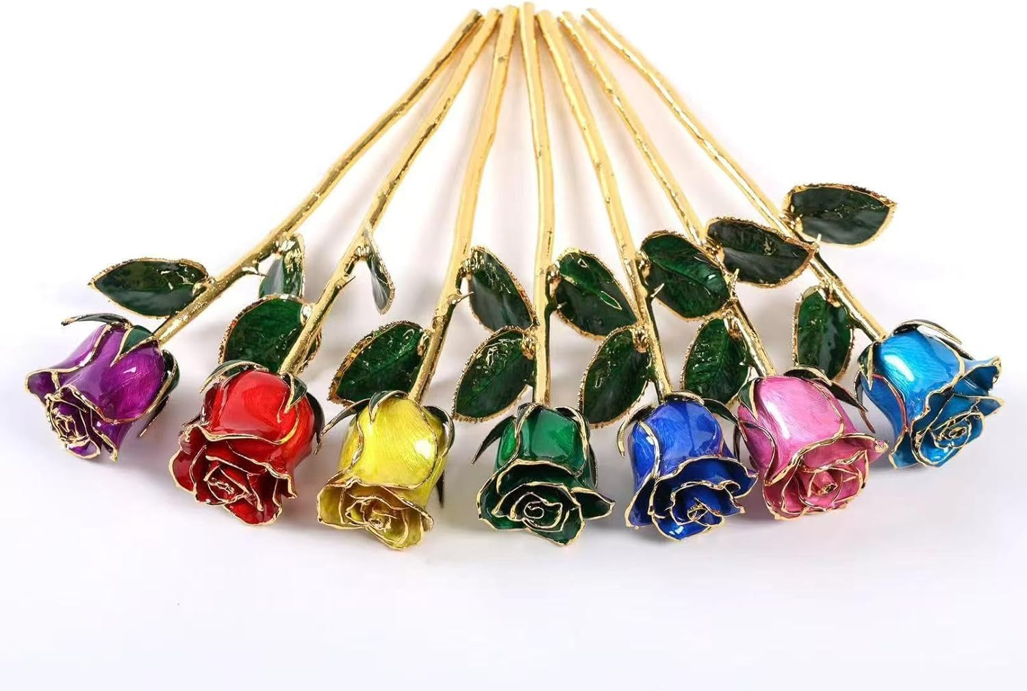 24K Gold Dipped Rose Gift Set with Crystal Vase for Her