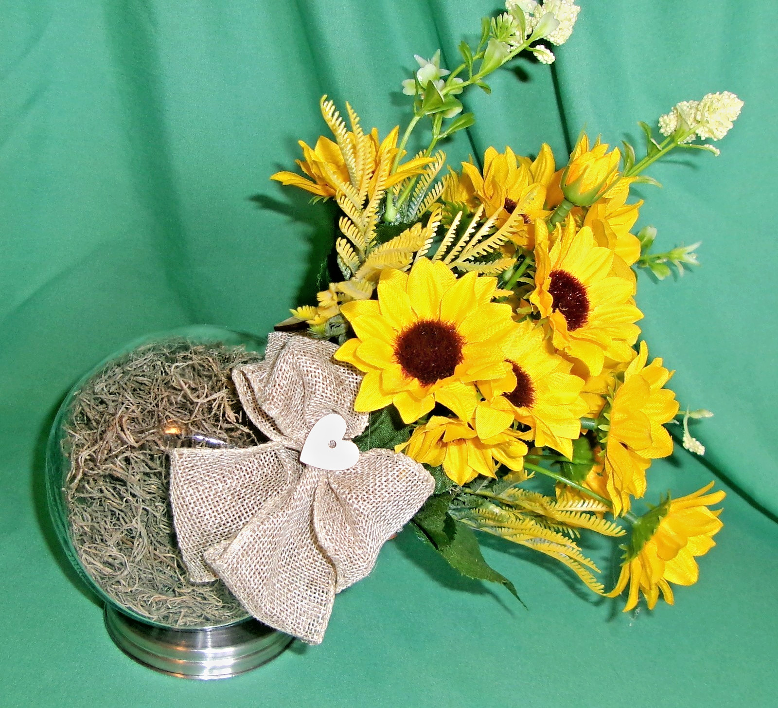Sunflower Arrangement Tilted Silk Floral Decoration Counter Table Top NEW