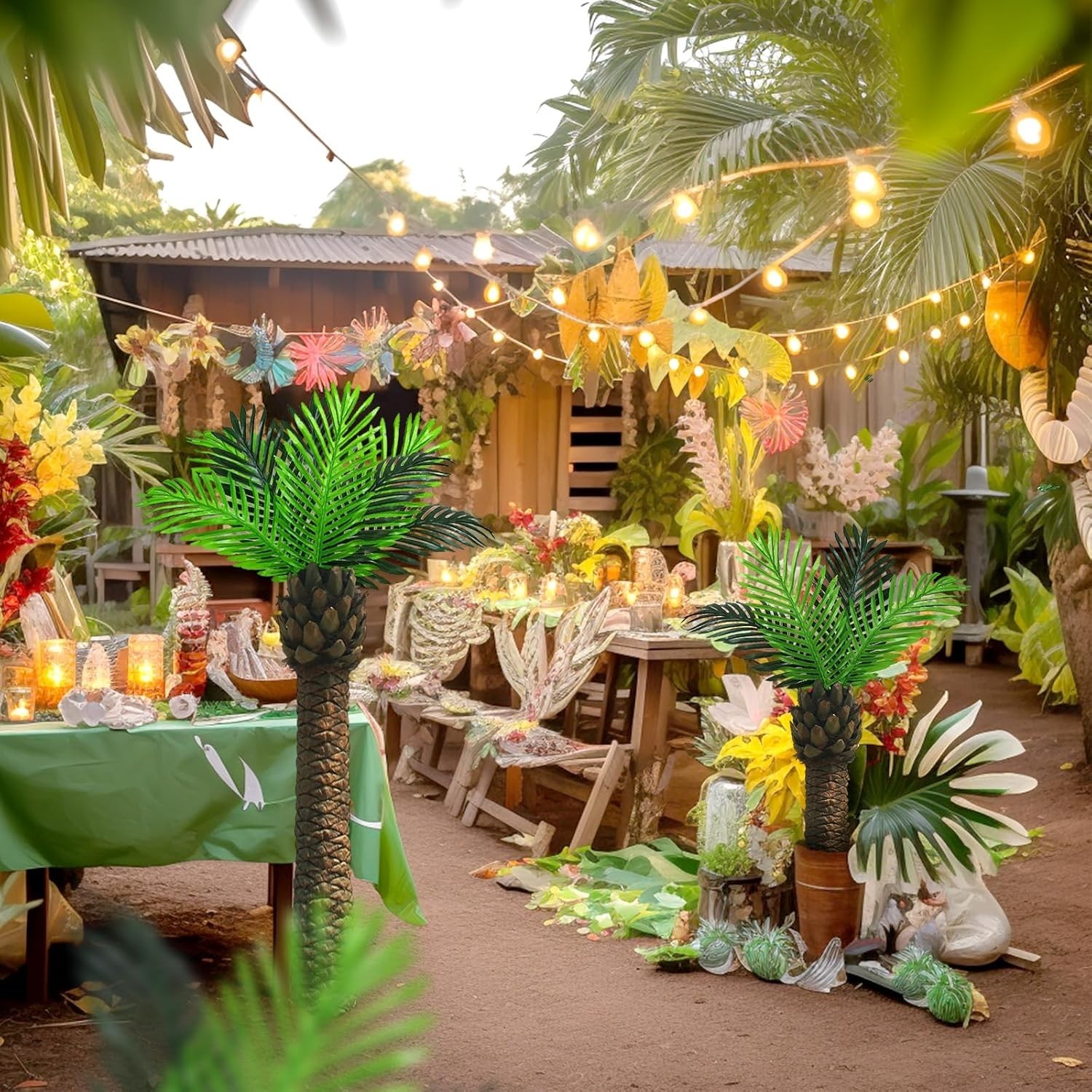 Vibrant Green Artificial Palm Fronds – Perfect for Weddings and Beach Parties