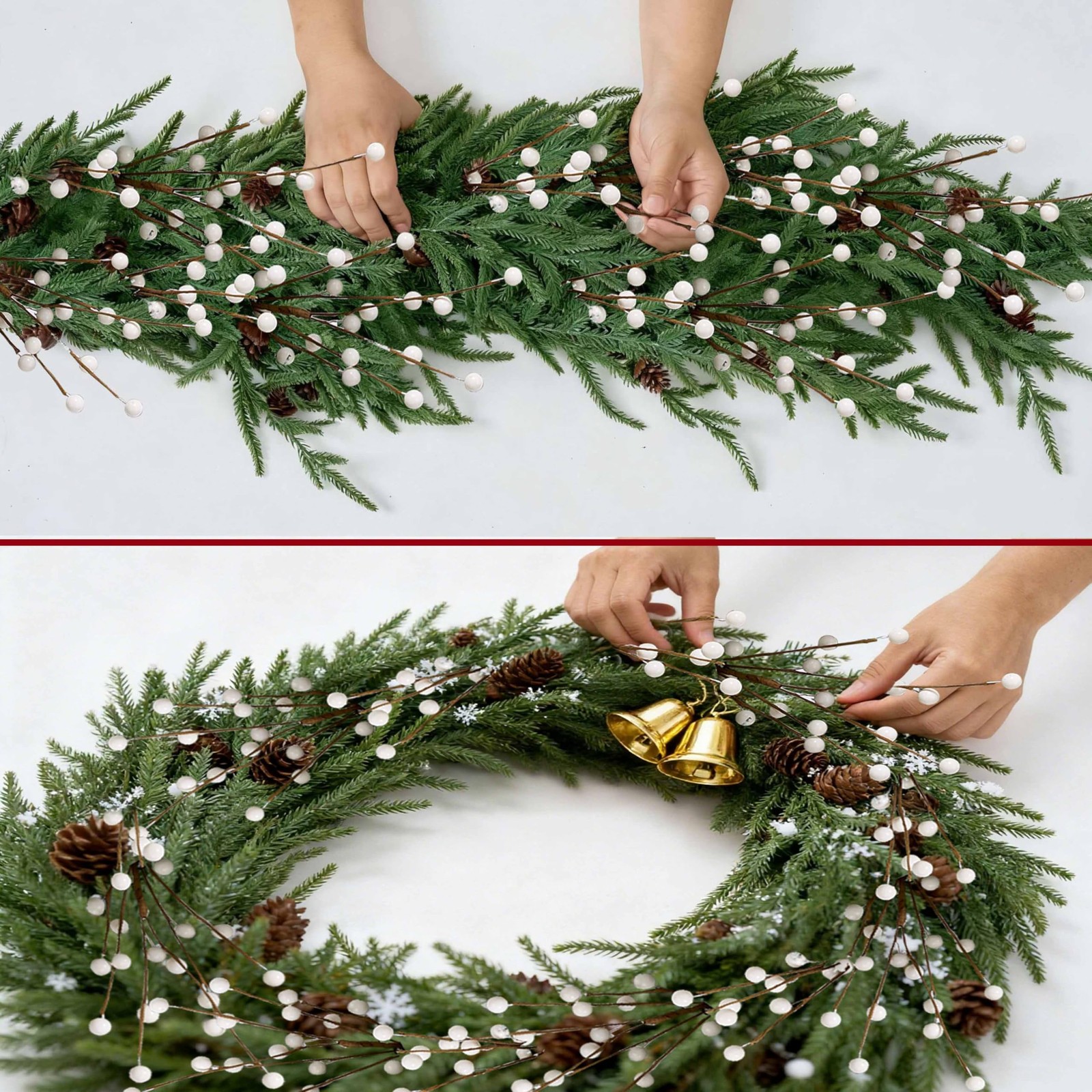 Winter Decorations 24 Pcs Artificial Berry Stems 17inch White Berry Picks for…