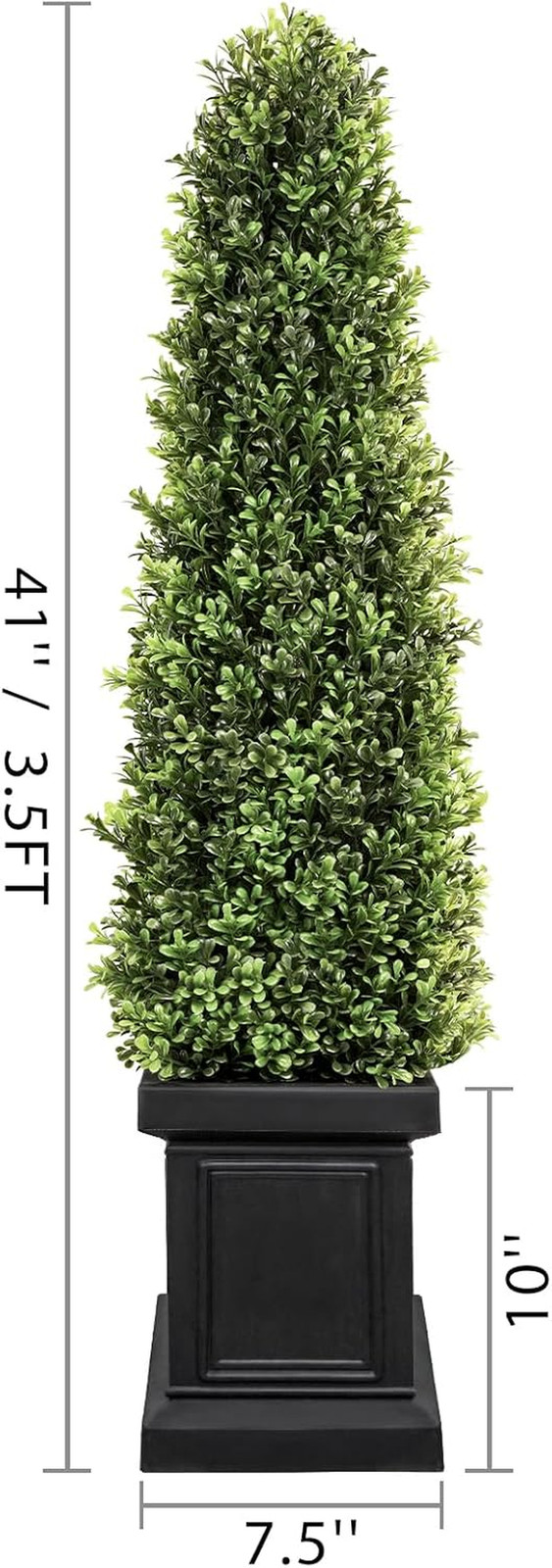 3.5Ft Boxwood Outdoor Topiary Set of 2, Tall All Year Green Fake Plant Topiary T