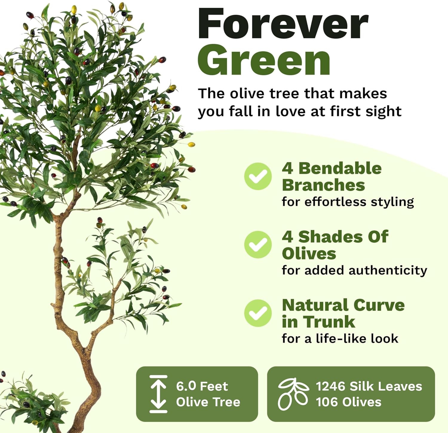 6ft Fake Olive Tree – Realistic Faux Plant for Home & Office Decor