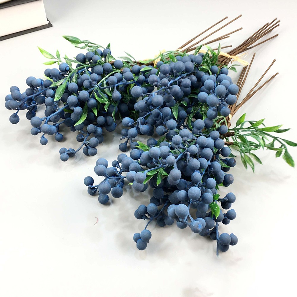 Artificial Blueberries Blueberry Stems Lightweight Design Multiple Uses