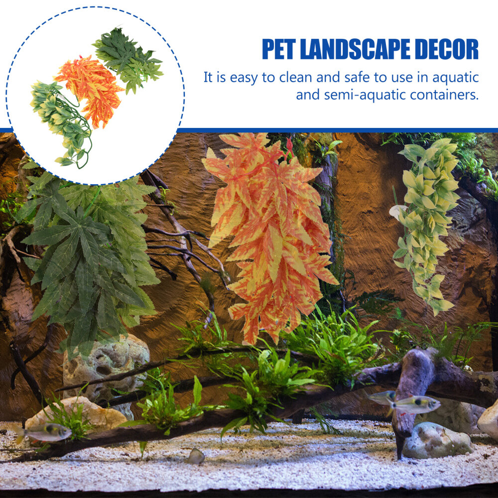 3pcs Artificial Vine Gecko Climbing Vines Pet Landscape Decor Pet Supply Decor