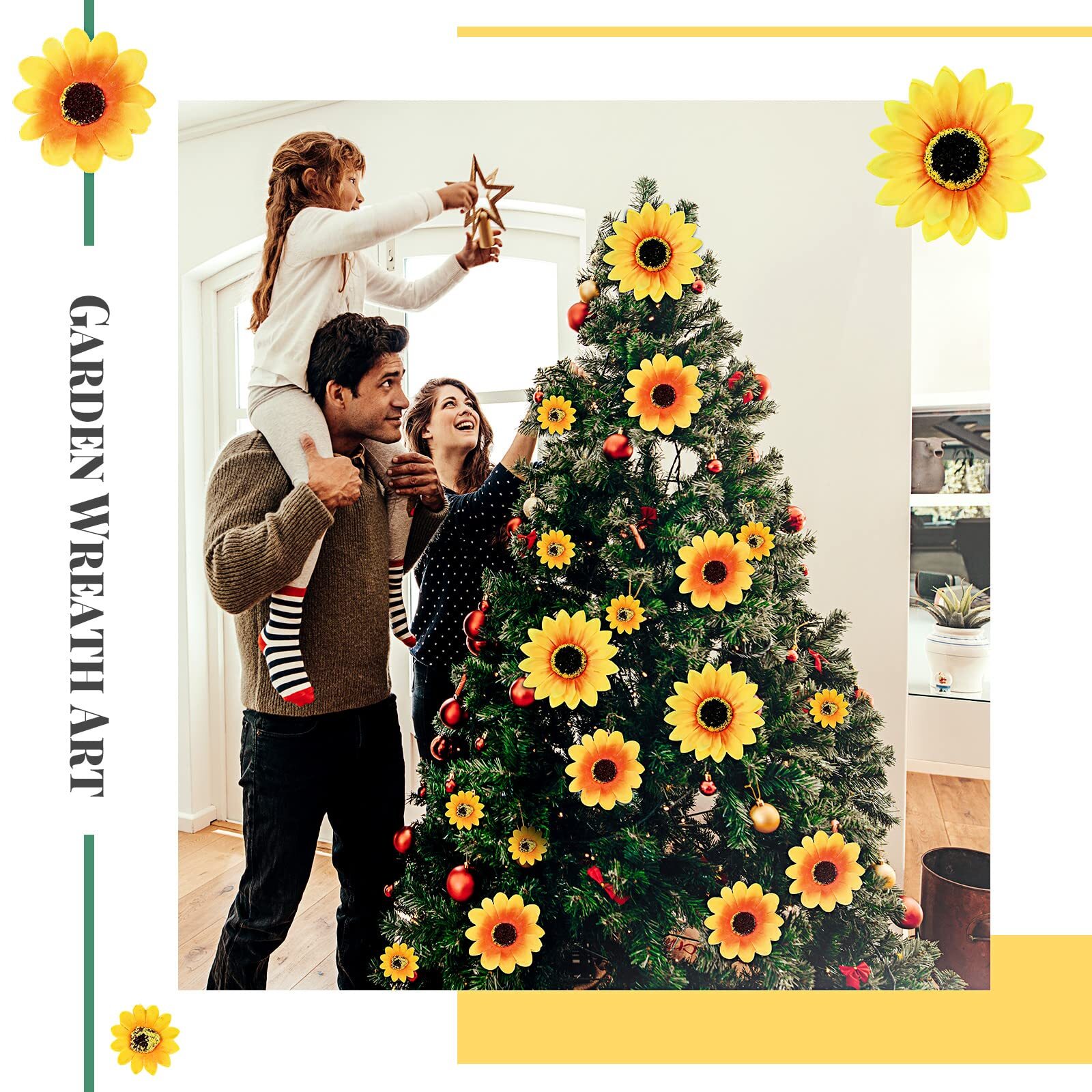 Clip On Sunflowers 100pcs Artificial Heads 3.7/3/1.6″ DIY Wedding Yellow