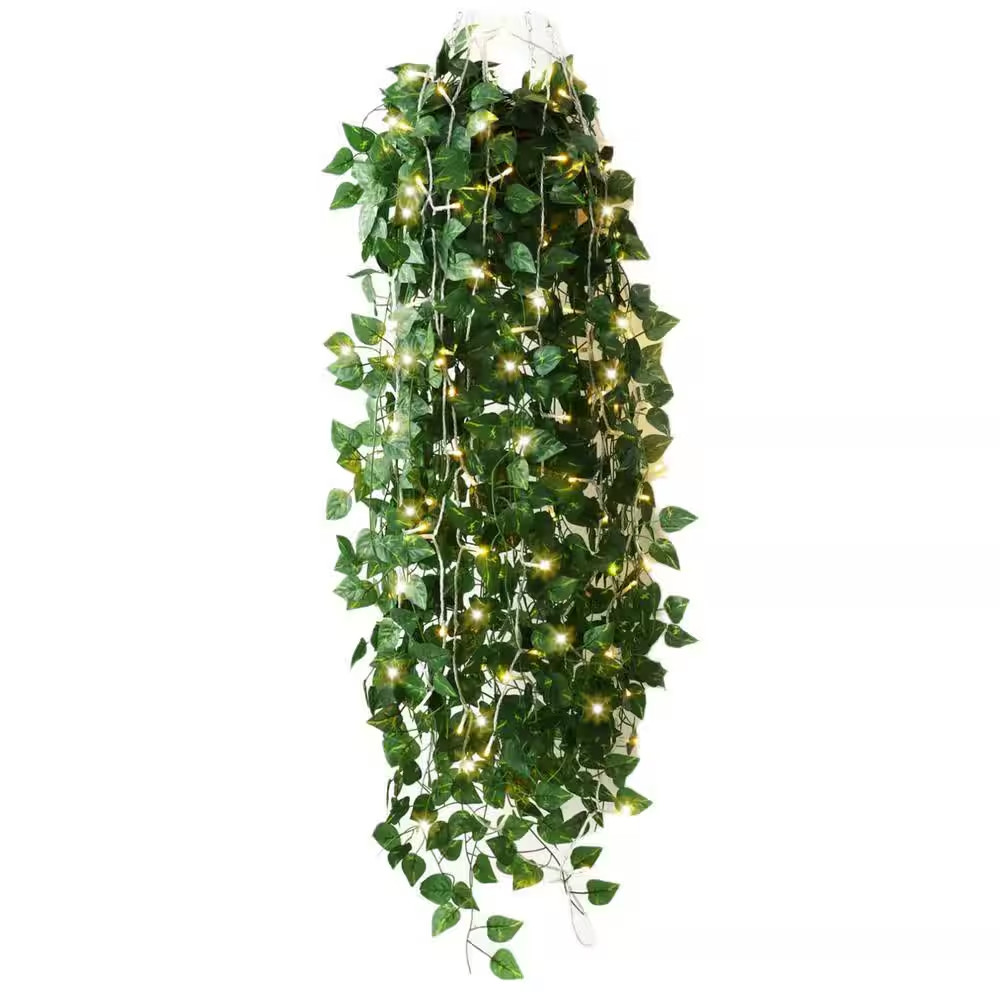 7.2 Ft. Artificial Ivy Garland with LED String Lights, Fake Vines Hanging Plants