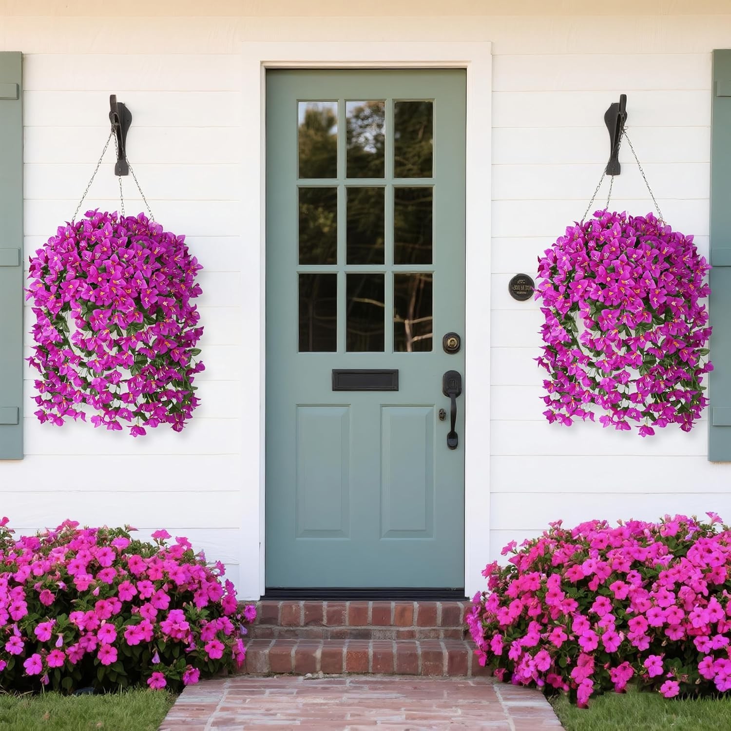 Artificial Fake Hanging Flowers Plants for Outdoor Outside Spring Summer Decorat