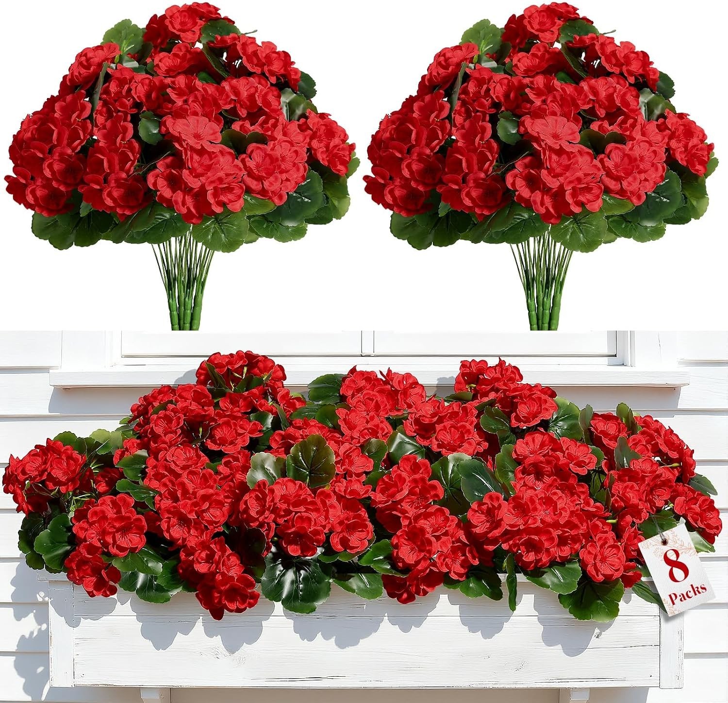 Charming 8 Bundles of Faux Geraniums – Indoor & Outdoor Spring Decor Must-Have