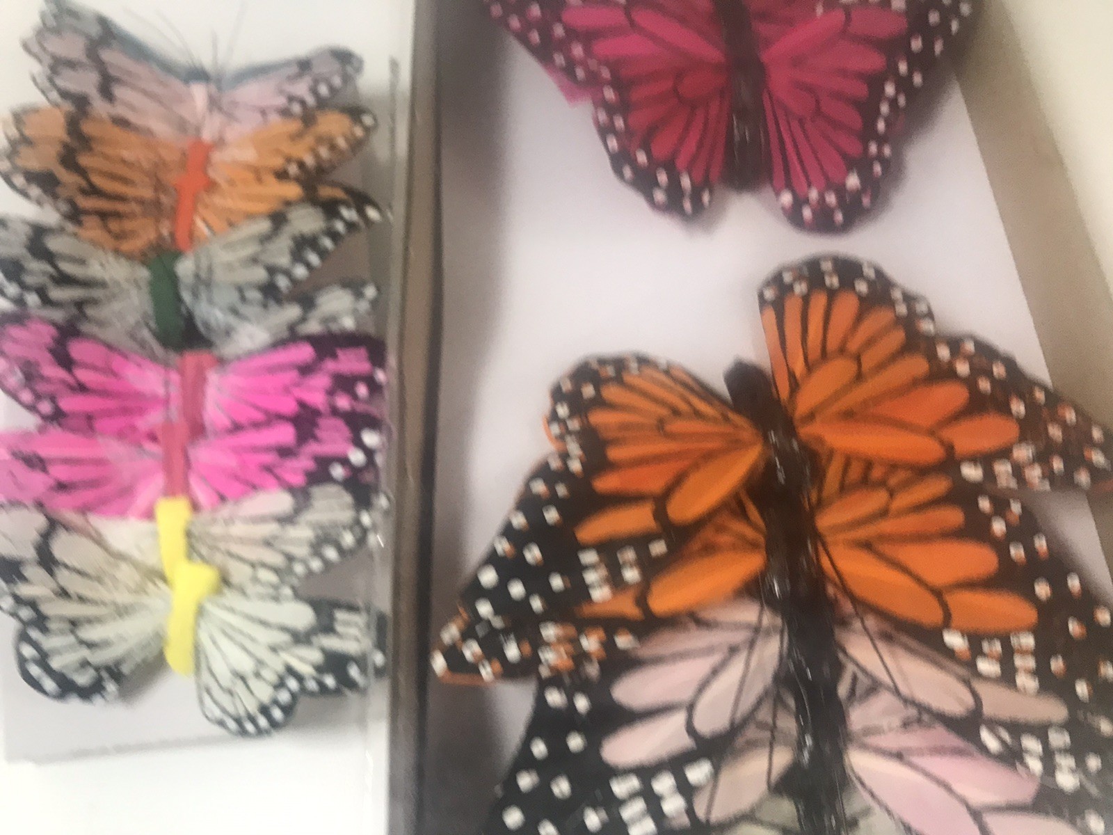 NOS Fake Butterfly for Craft Decoration Lot Of 36 with Wire Wedding Vintage
