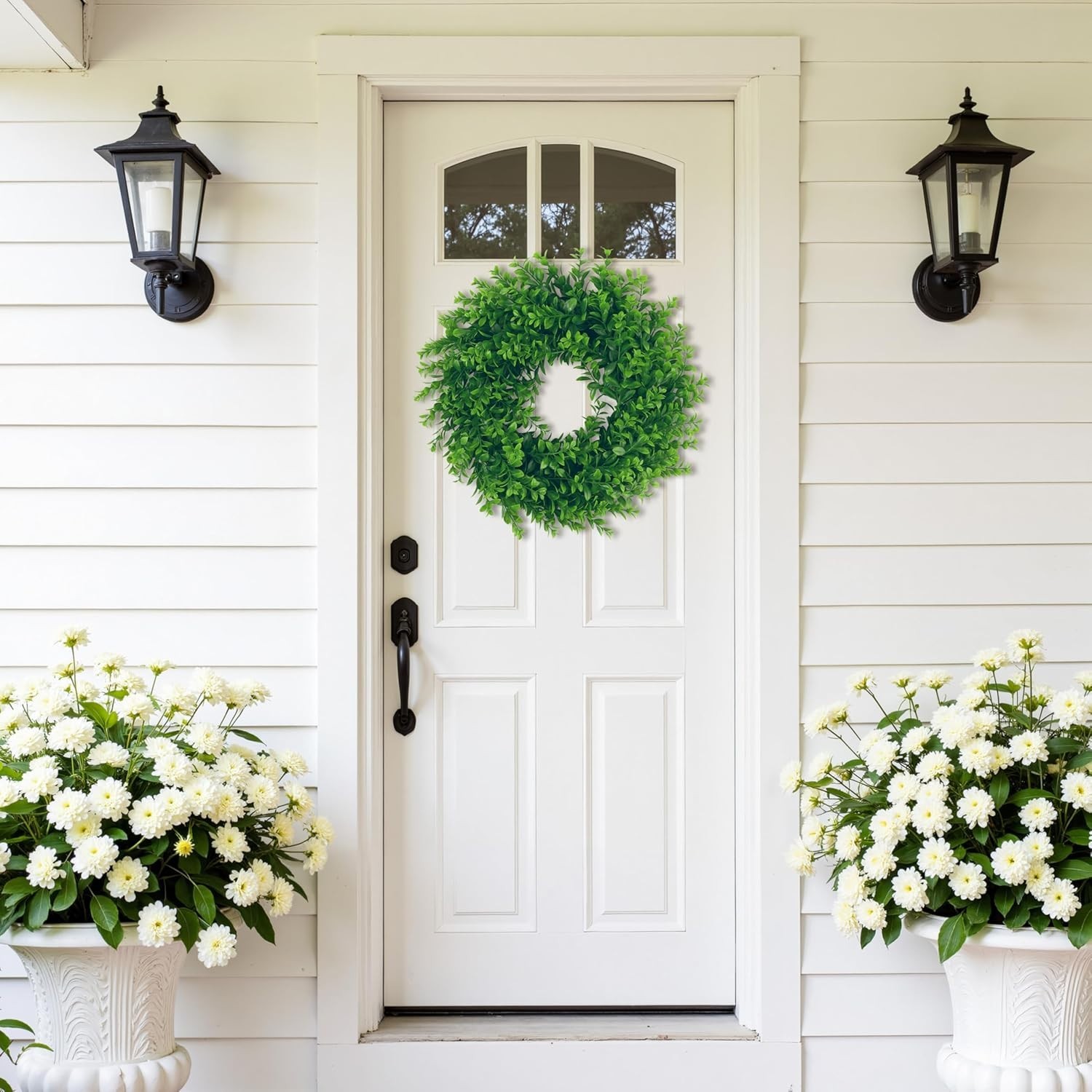 17inch Front Door Wreaths Artificial Spring Summer Greenery Hanging Garland f…