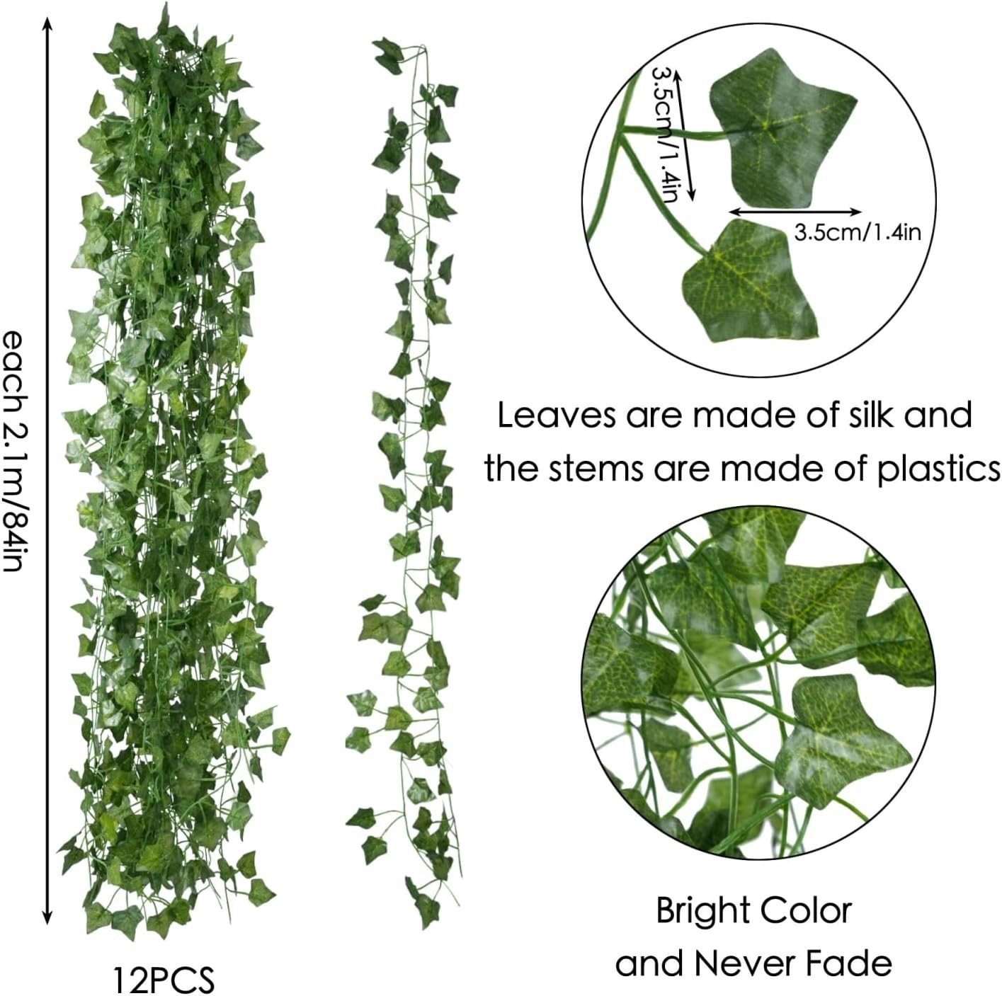 Fake Vines for Room Decor12 Pack 84 Feet Aesthetic Artificial Plant Ivy Leave…