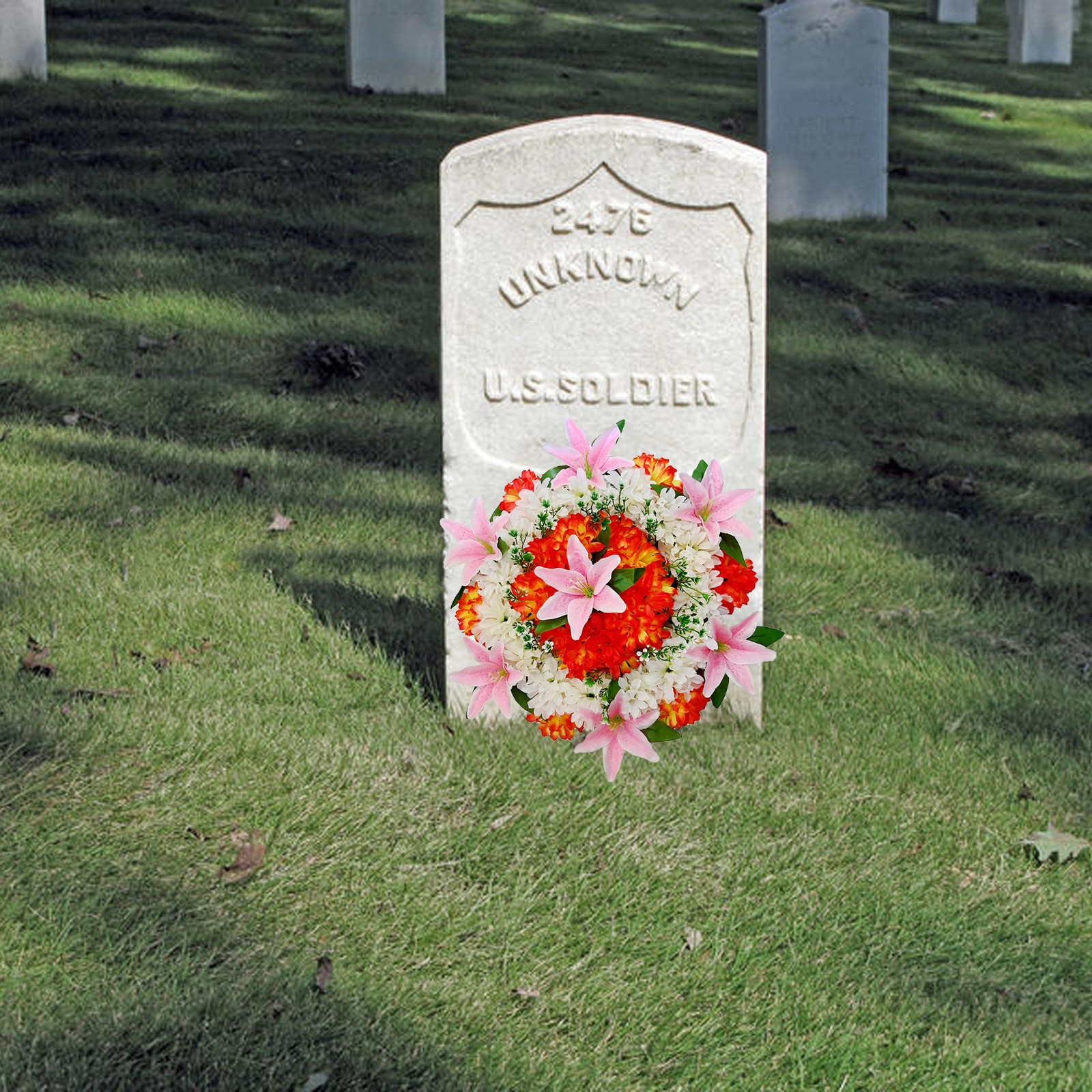 Cemetery Wreath Artificial Memorial Wreath Plastic Loop Silk Cloth Flower For Gr