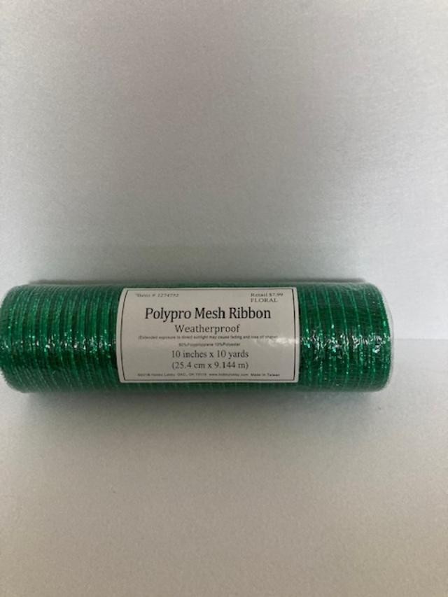 Hobby Lobby – Polypro Mesh Ribbon- Green- Weatherproof- # 1274752 – New/Sealed –