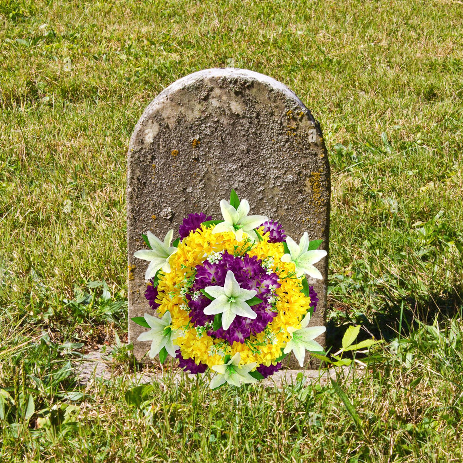 Cemetery Wreath Artificial Memorial Wreath Plastic Loop Silk Cloth Flower For Gr