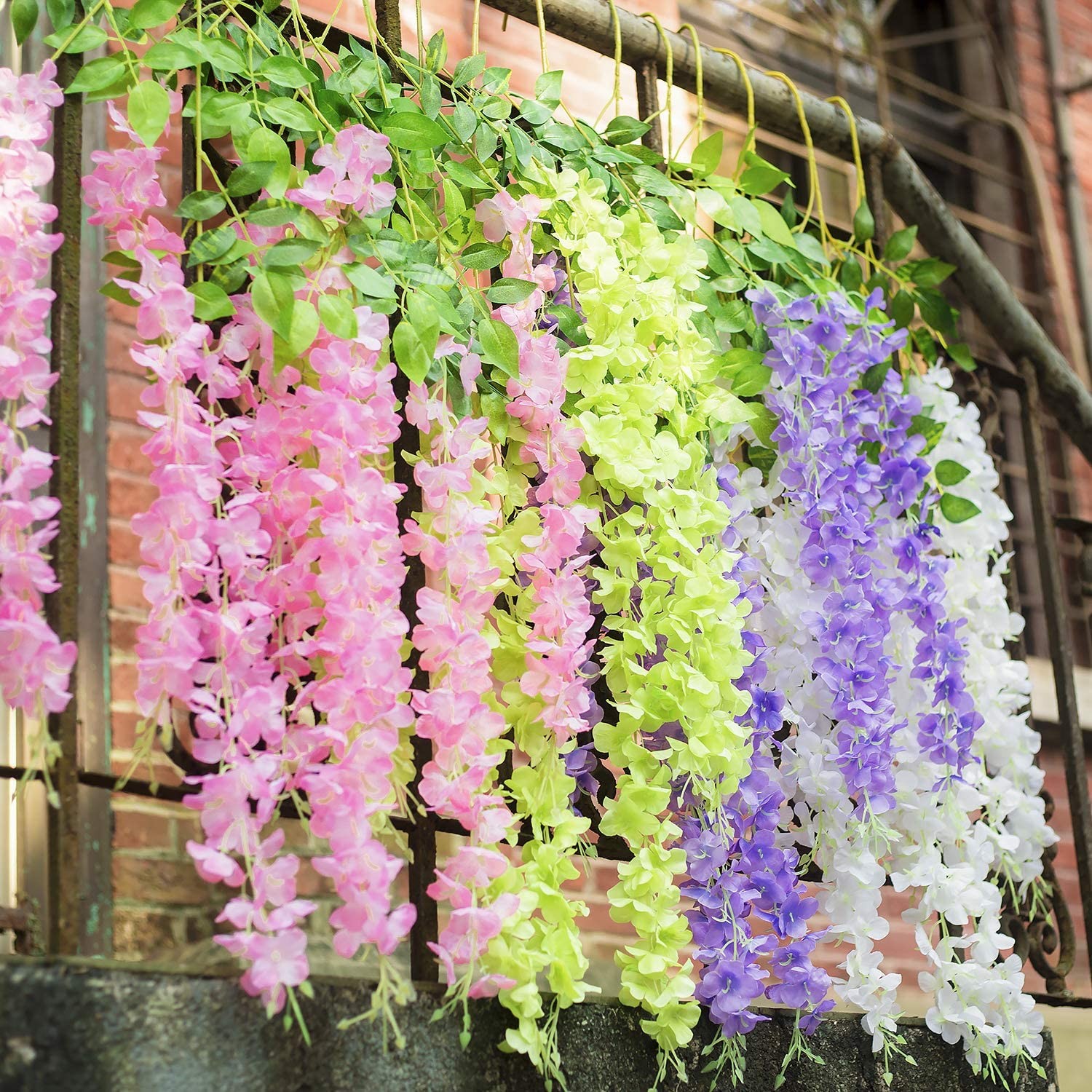 Wisteria Hanging Flowers,12x Fake Hanging Flowers,Wisteria Artificiales Garland
