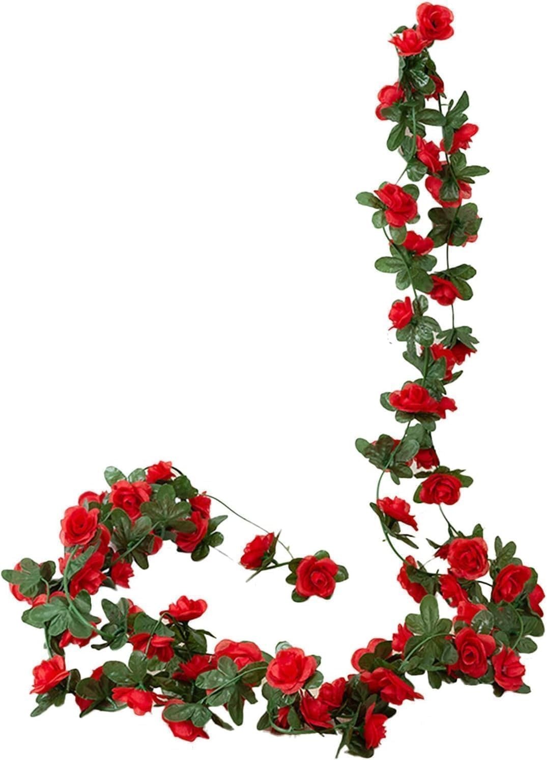 Red Artificial Peony Flower Garland, Silk Hanging Vine, 72 Inches, for Weddin…