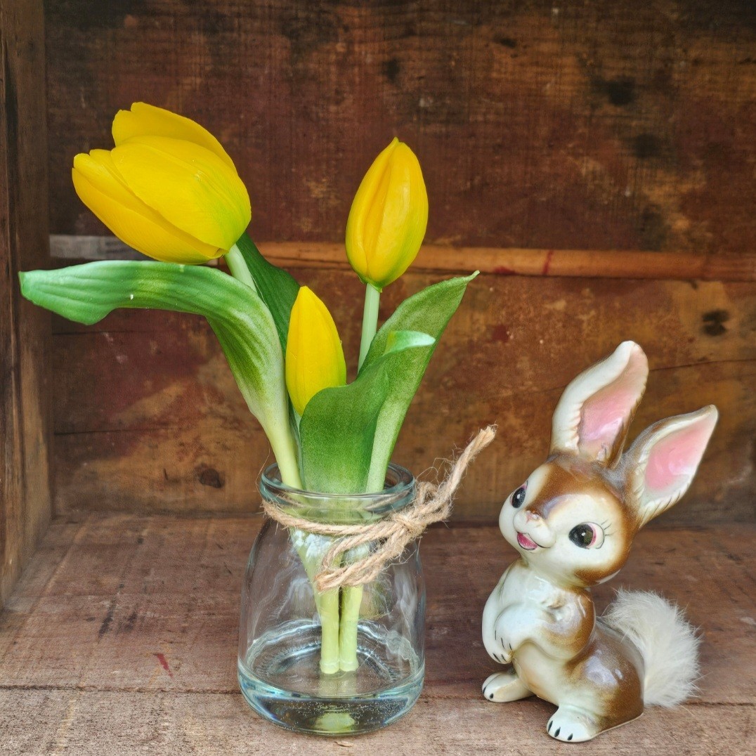 Real Touch Artificial Tulip in a vase FAKE WATER flowers LOOK REAL Spring Decor