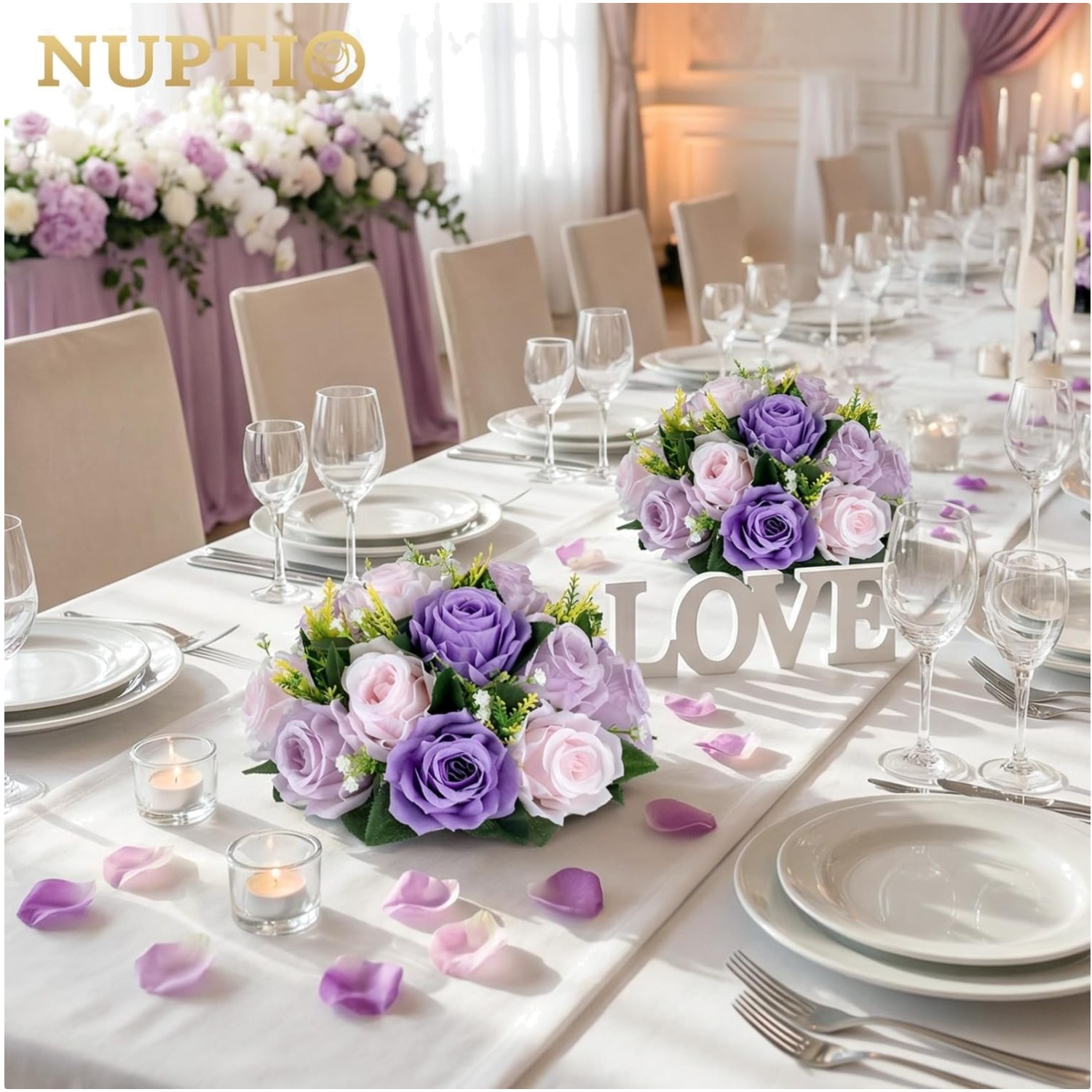 Romantic Rose Centerpieces: 10 Pcs Lilac/Purple/Pink Balls