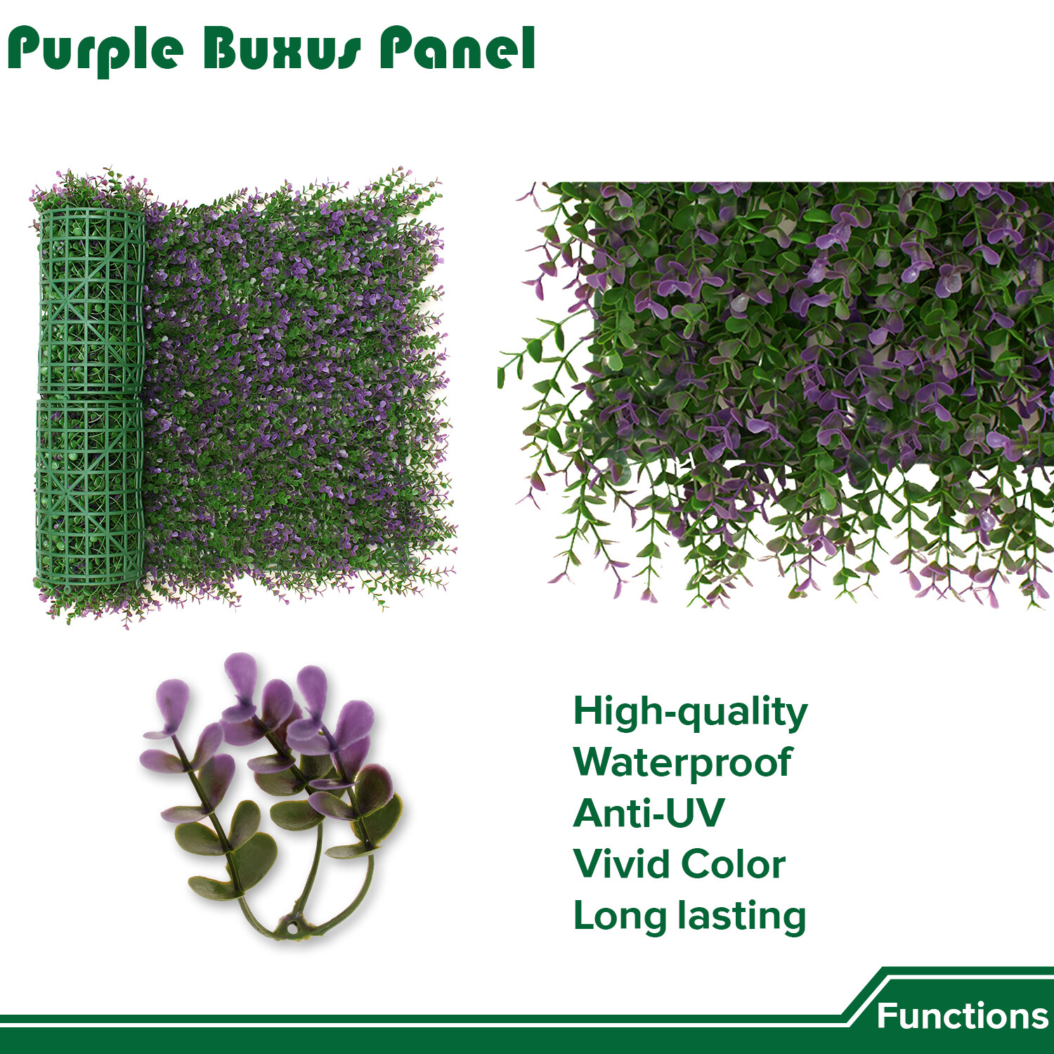 20″ Artificial Faux Lavender Buxus Leaf Ivy Mats Greenery Home Festival Decor
